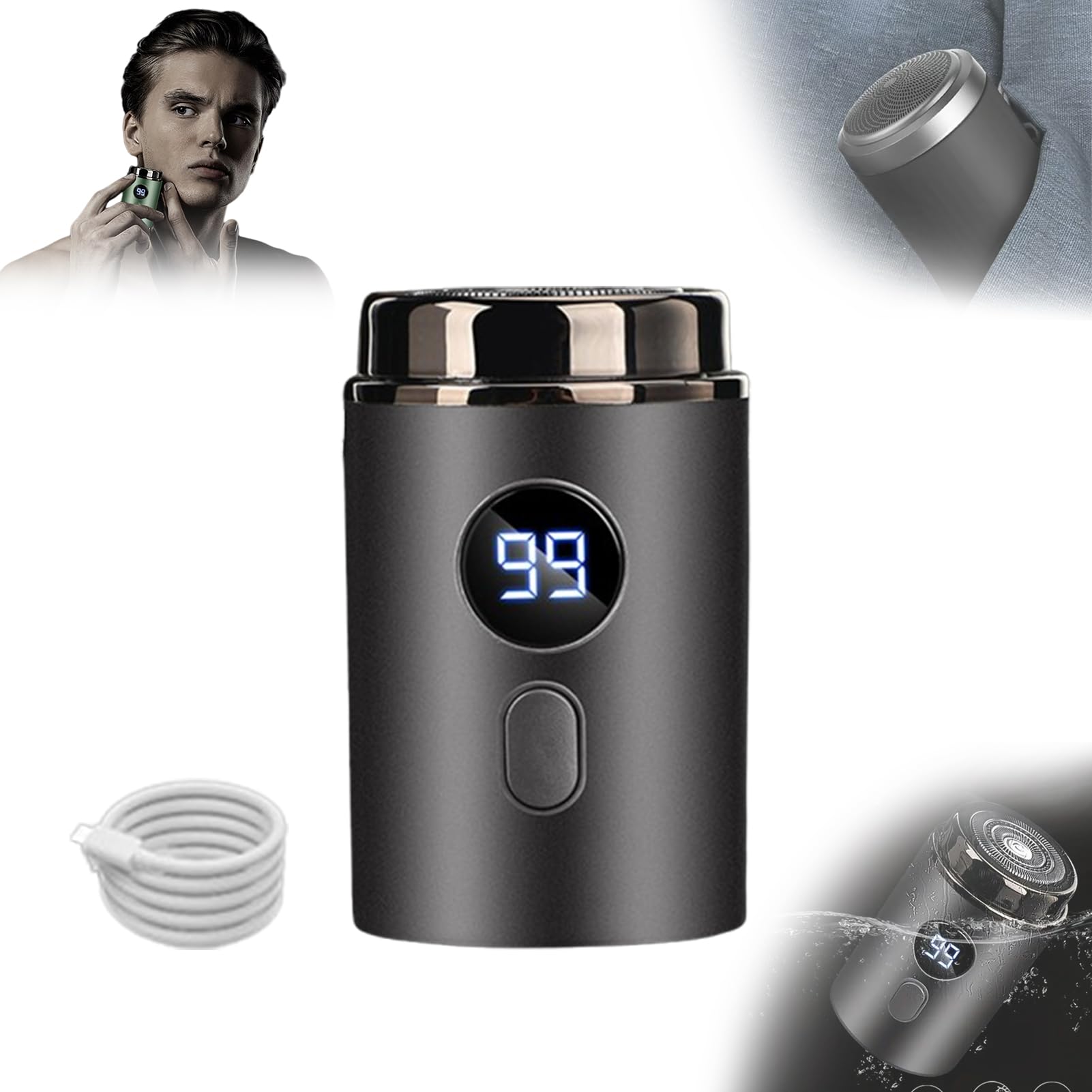 Mini Portable Electric Shaver for Men - USB Rechargeable Waterproof Travel Razor with Precision Blades | Perfect for Face Shaving, Business Trips & Gym Bags (Black)