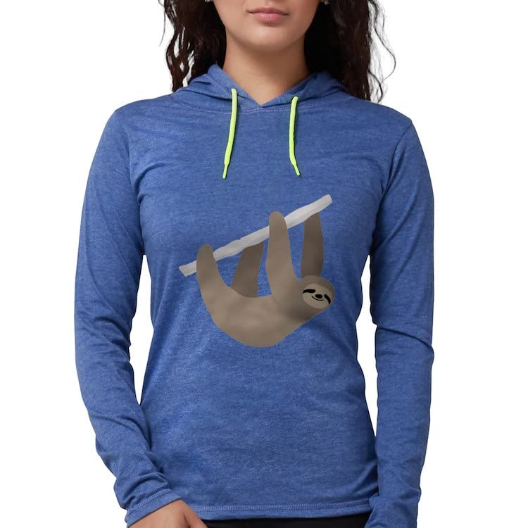 Sloth Women's Hooded Shirt & T-Shirt Hoodie - Cute Animal Print Pullover Sweatshirt for Casual Wear, Lounge & Outdoor Activities