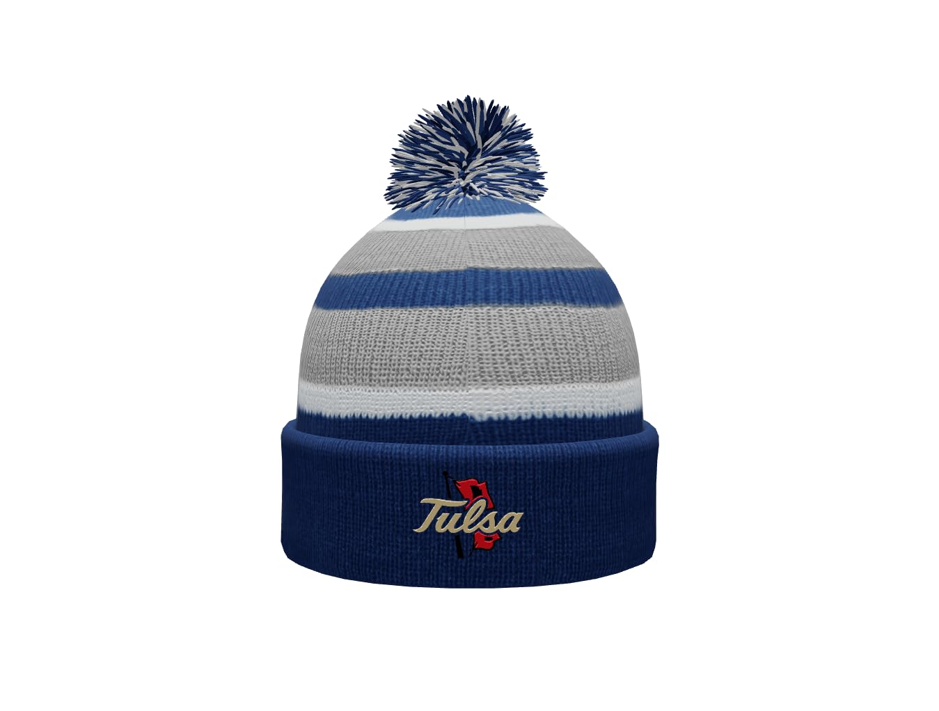 NCAA Prime Cuffed Fold Over Pom Pom Winter Knit Beanie Hat - Warm & Stylish for Football Games, Skiing & Outdoor Winter Activities