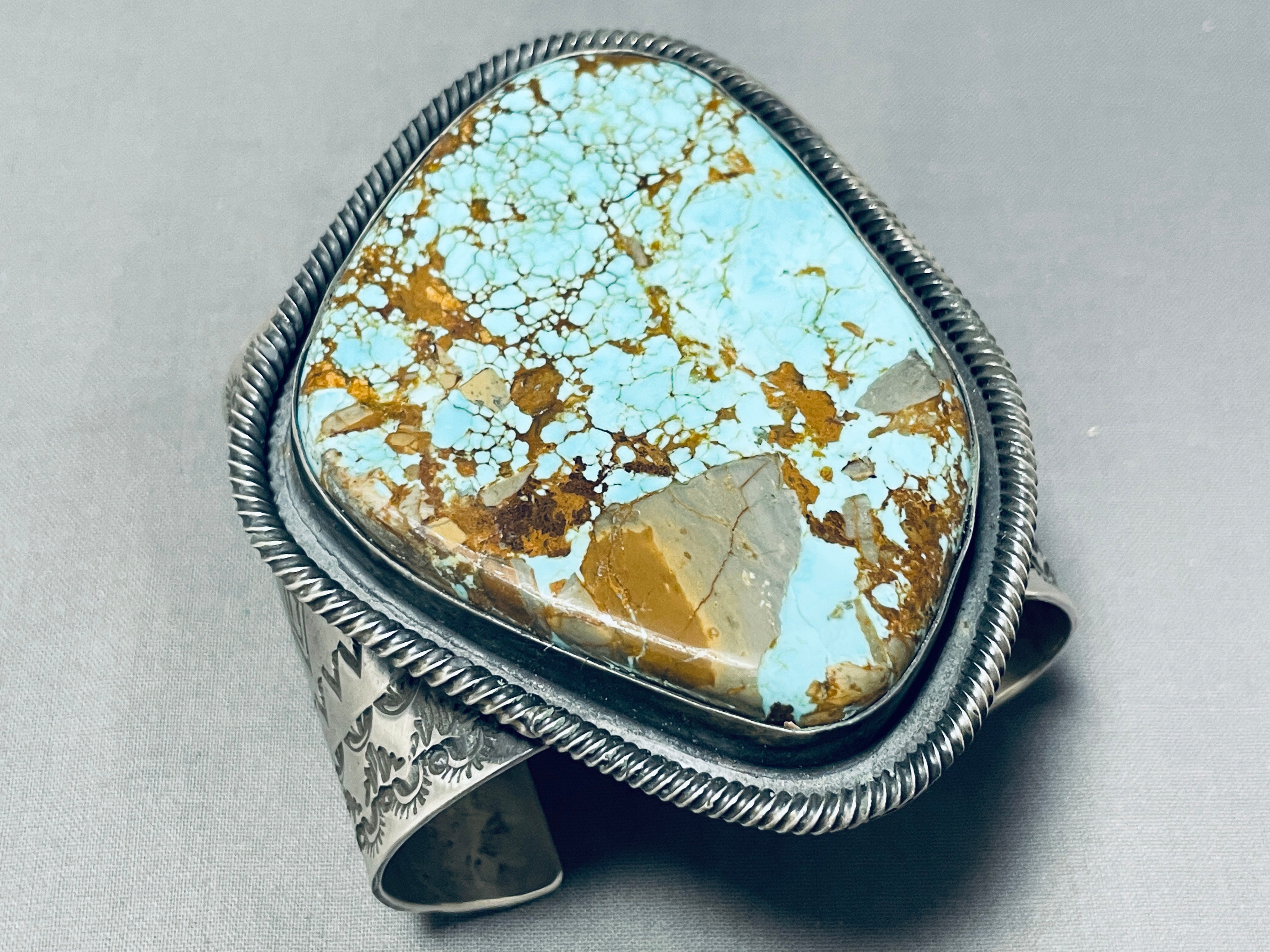 200 Gram Heavy Men's Vintage Native American Navajo Turquoise Sterling Silver Cuff Bracelet - Handcrafted Jewelry for Casual & Formal Wear, Gift for Him, Western Style Accessory