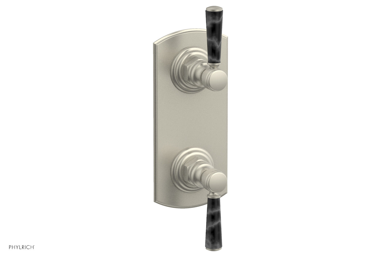 HEX TRADITIONAL / HENRI 1/2 Thermostatic Shower Valve with Volume Control & Diverter - Black Marble Handles (4 155) - Perfect for Modern Bathroom & Spa Renovations