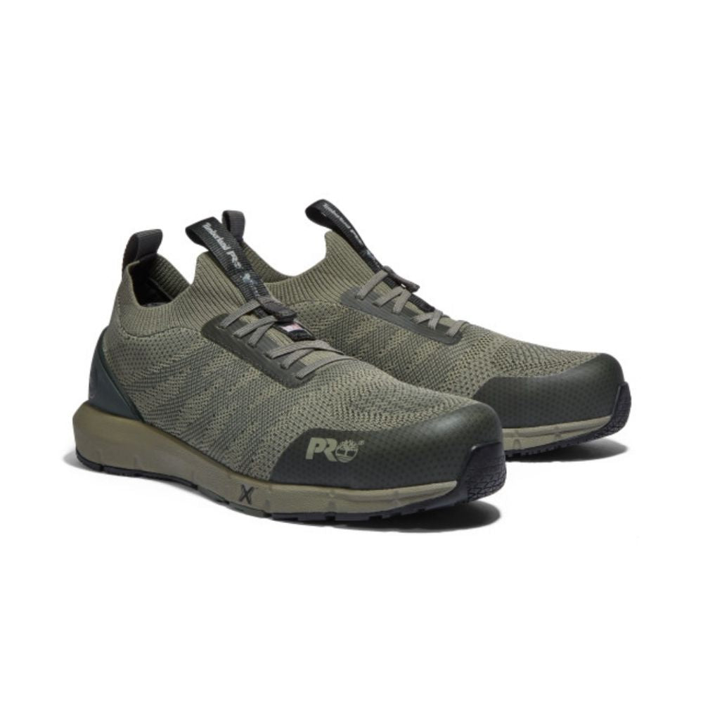 Timberland PRO Radius Knit TB0A2NKK357 Men's Athletic Composite Toe Work Shoes - Green | Lightweight & Durable Safety Footwear for Construction, Warehouse & Outdoor Work
