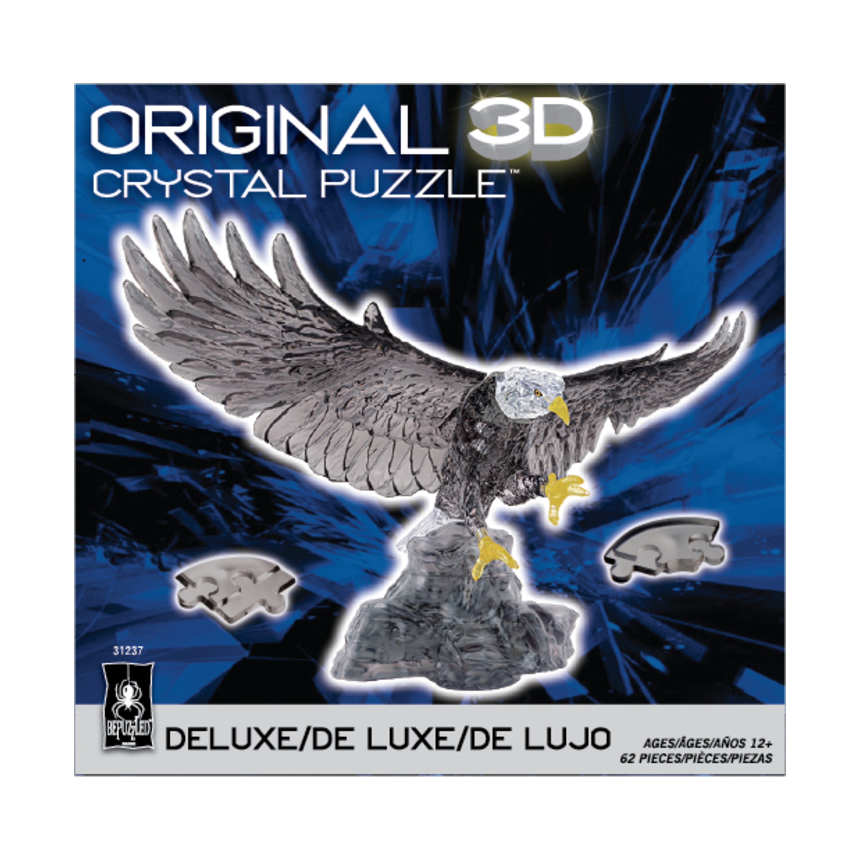 BePuzzled Majestic Eagle 3D Crystal Puzzle - 62 Piece Brain Teaser for Adults & Teens - Perfect for Home Decor, Gift Giving & STEM Learning Activities