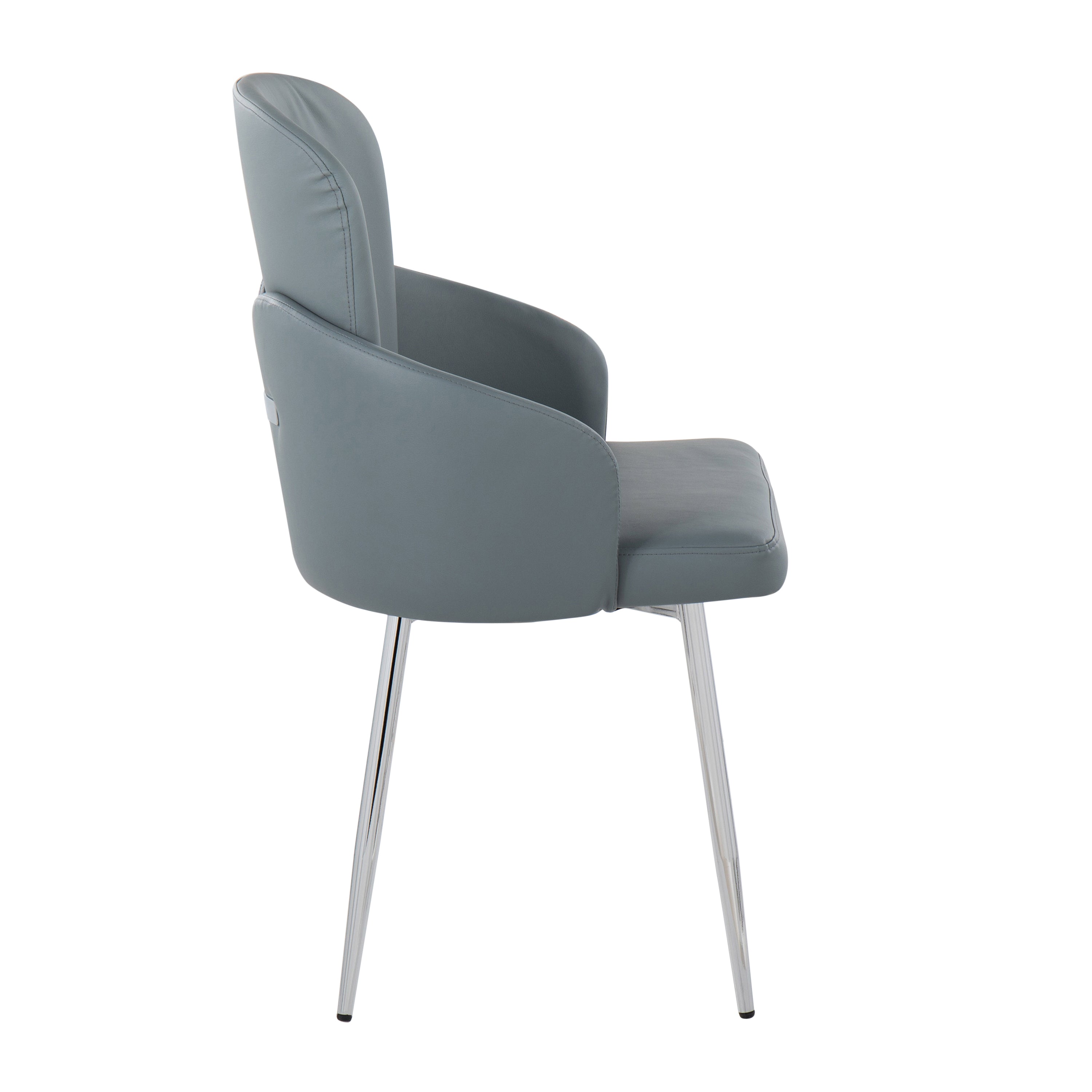 LumiSource Dahlia Modern Dining Chairs - Set of 2 Chrome Metal Frame with Grey Fabric Upholstery | Elegant Contemporary Seating for Dining Room, Kitchen, or Breakfast Nook