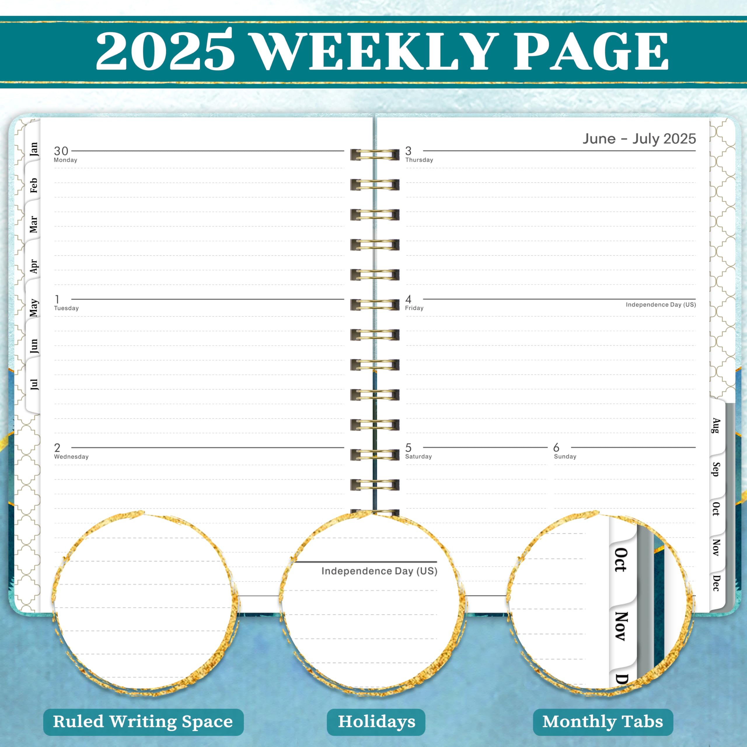 2025 Planner Weekly and Monthly - Jan 2025 to Dec 2025 Calendar Organizer with Flexible Cover, 6.3