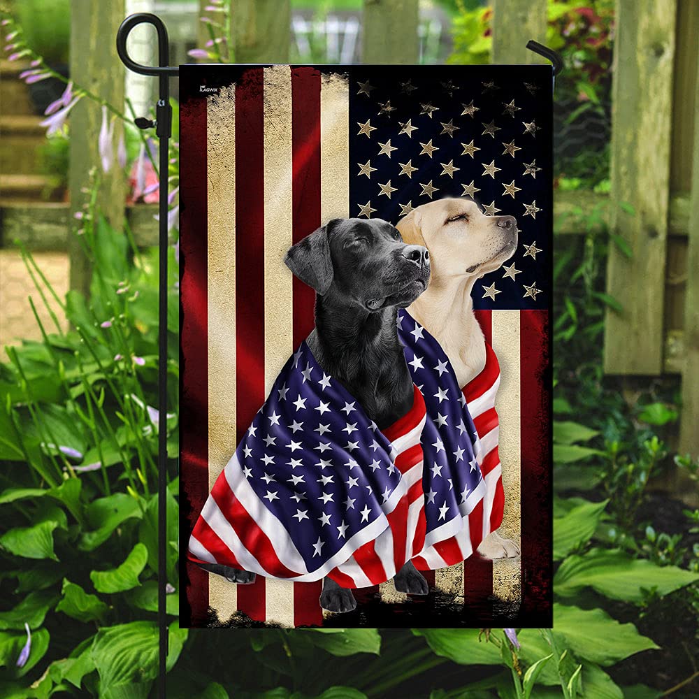 FLAGWIX Black and Yellow Labrador Retriever Double Sided Garden Flag - 11.5