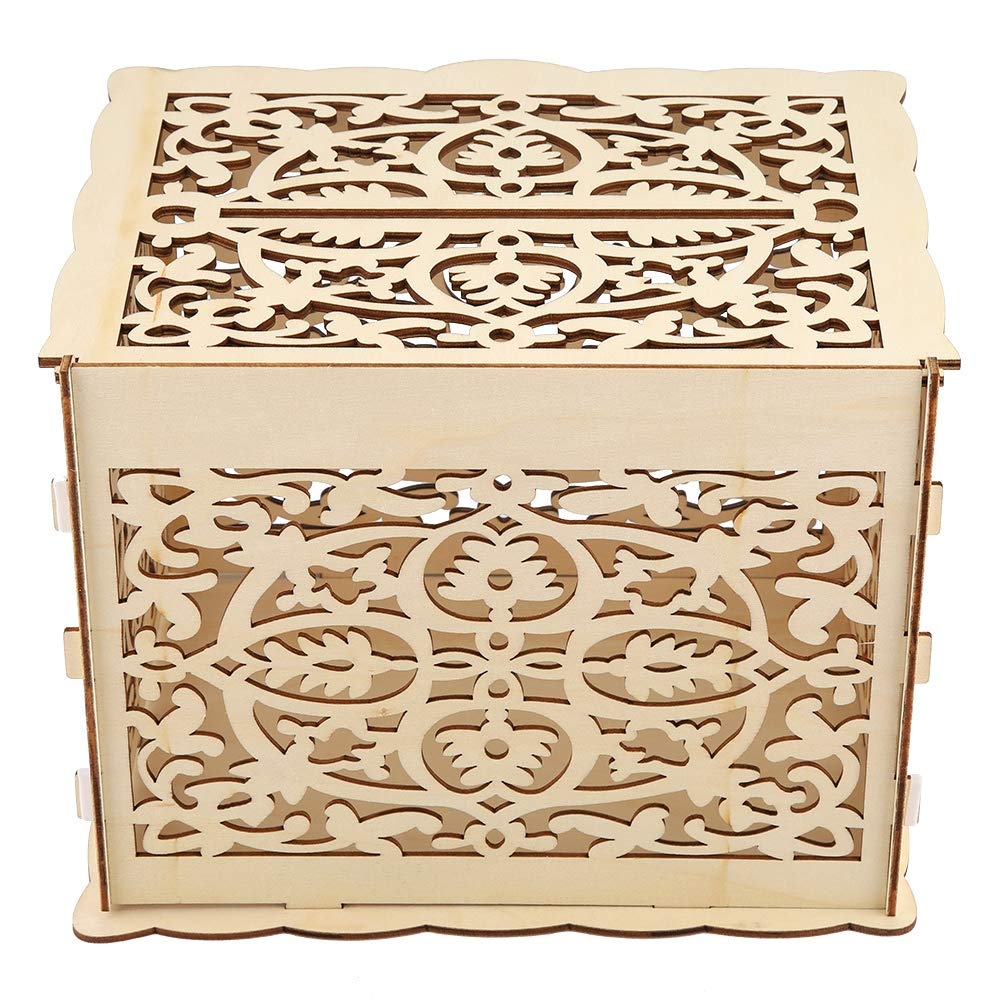 Elegant Wooden Gift Card Box with Lock & Sign - Large Wedding Card Holder for Money, Reception, Anniversary, Baby Shower, Birthday & Graduation Parties - Perfect for Special Occasion Decor & Keepsakes