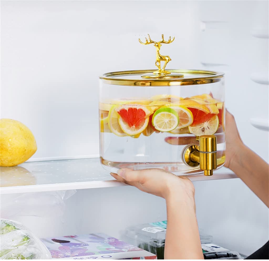 3L Glass Cold Water Dispenser with Faucet - Large Capacity Refrigerator Pitcher for Iced Tea, Lemonade & Summer Drinks - Perfect for Parties, BBQs & Office Use