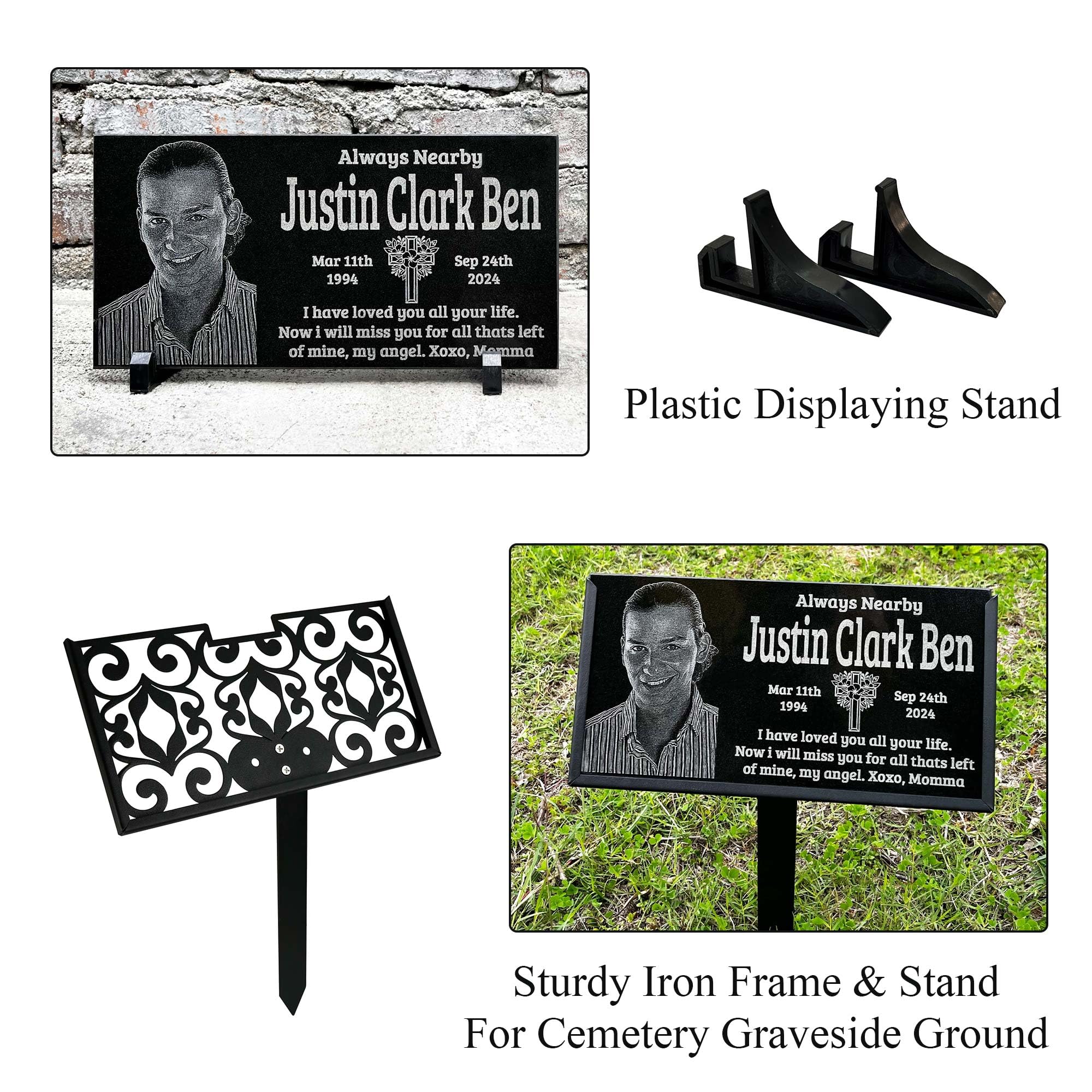 Personalized Tombstones for Graves with Photo & Name - Custom Engraved Headstones & Grave Markers (16x8 inches / 40x20cm) - Perfect for Cemetery Memorials & Loved Ones' Final Resting Places