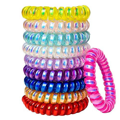 Belicia Colorful Spiral Hair Ties - Soft Telephone Wire Elastic Hair Bands for Women & Girls - No Damage No Pull Hair Accessories for Ponytail, Bun & Braid Styling