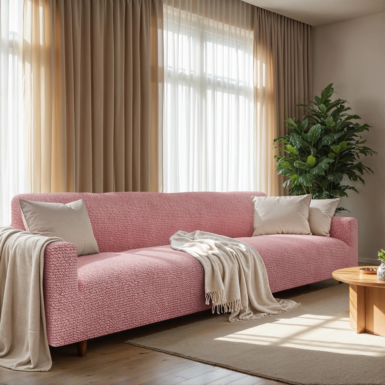4-Seater Sofa Slipcover - Soft Microfiber Fabric, Stretchable & Washable - Perfect for Living Room, Family Room & Home Decor