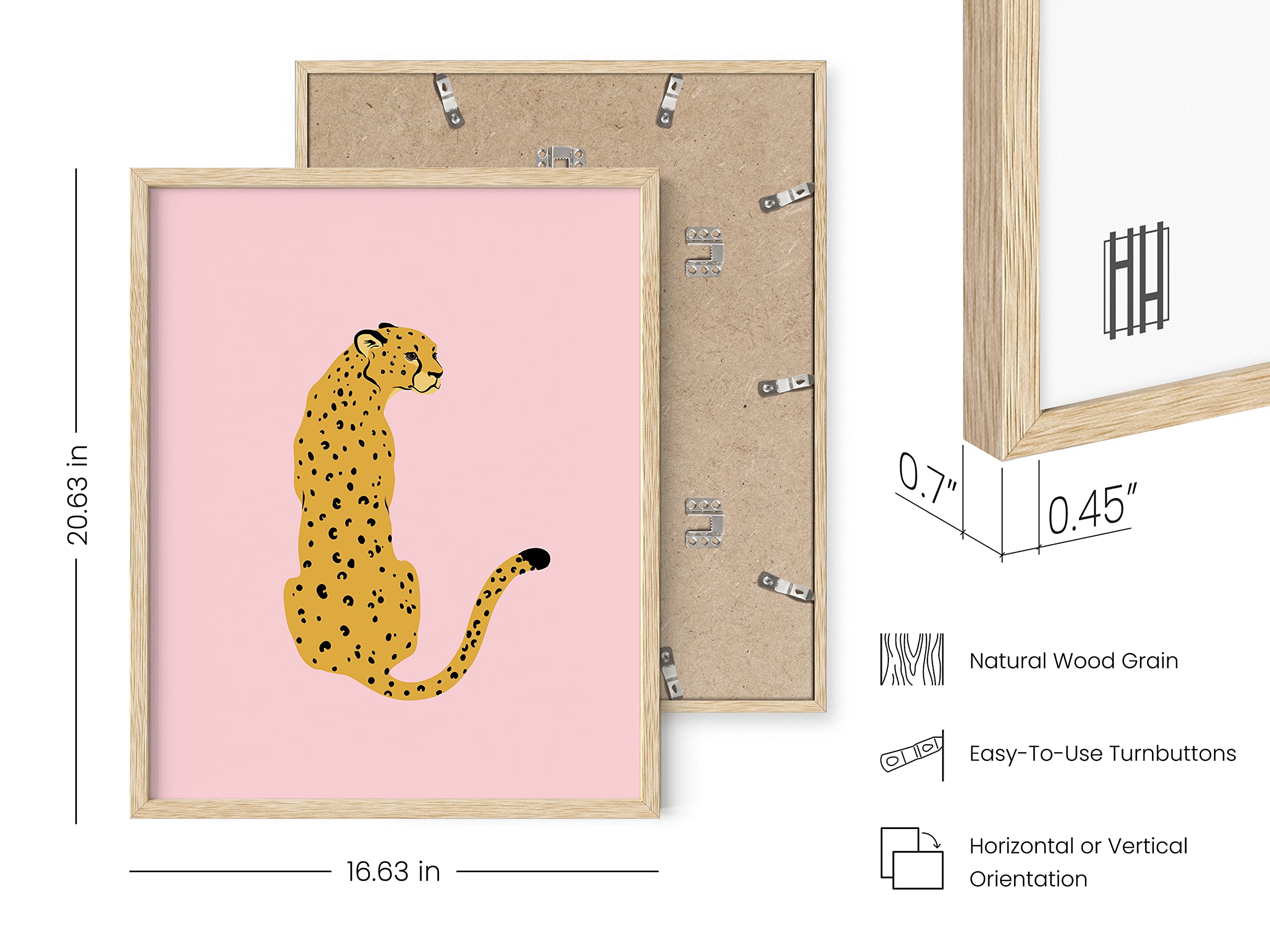 HAUS AND HUES Pink Cheetah Print Wall Art Poster - 16” x 20” Beige Framed Decor for Bedroom, Living Room & Office Aesthetic | Blush Pink Animal Print Home Decor | Perfect for Boho, Modern & Safari Theme Rooms