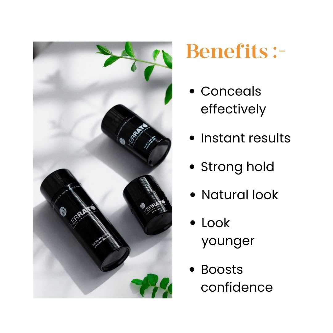 Kerrato Natural Hair Fibres for Thinning Hair - Light Brown 28g | Instant Hair Loss Concealer in 10 Seconds | Hair Thickening Fibers for Men & Women | Perfect for Daily Use, Special Occasions & Confidence Boosting