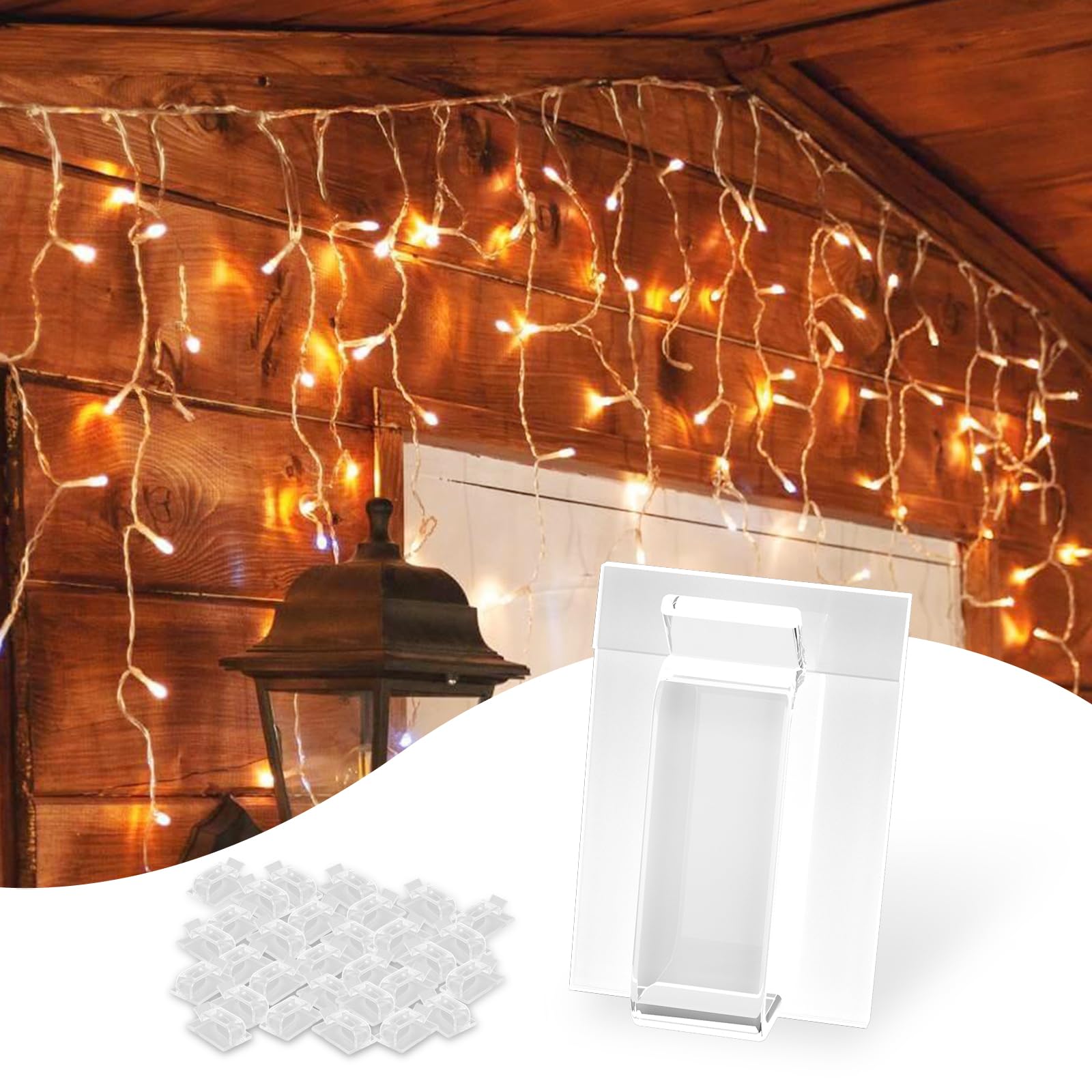 100-Pack Clear Adhesive Hooks for Outdoor String Lights - Heavy Duty Waterproof UV-Resistant Cable Clips - Perfect for Christmas Lights, Rope Organization & Home Decor (Indoor/Outdoor Use)