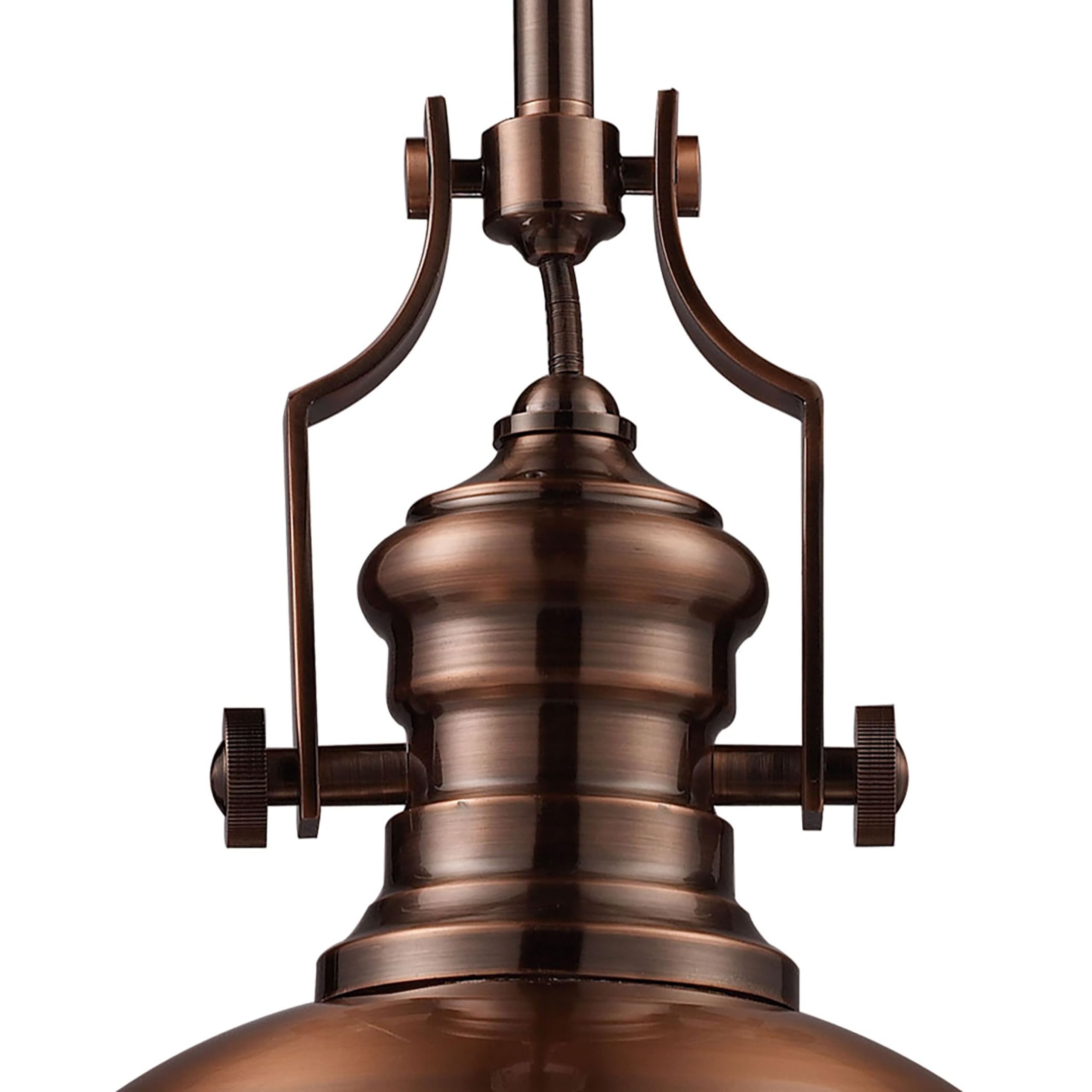 Elk Home Chadwick 1-Light Antique Copper Pendant with Frosted Glass Diffuser - Transitional Style Hanging Light Fixture for Dining Room, Kitchen Island or Entryway