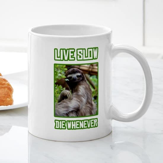 Live Slow Die Whenever 11 oz (325 ml) Ceramic Coffee Mug - Funny Inspirational Quote Cup for Tea, Coffee & Hot Drinks - Perfect for Office, Home & Gifts