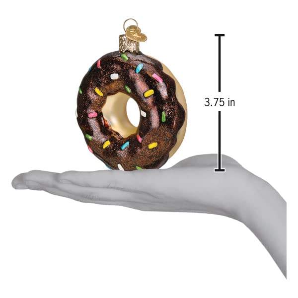 Old World Christmas Chocolate Frosted Donut Glass Blown Ornament - Handmade Holiday Tree Decoration for Christmas, Xmas Party & Winter Home Decor