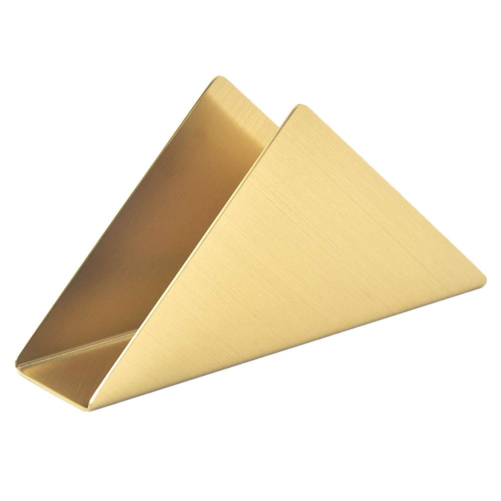 DOITOOL 1Pc Golden Triangular Tissue Holder - Hotel Napkin Dispenser & Decorative Storage Box for Bathroom, Kitchen, Restaurant, and Office Use
