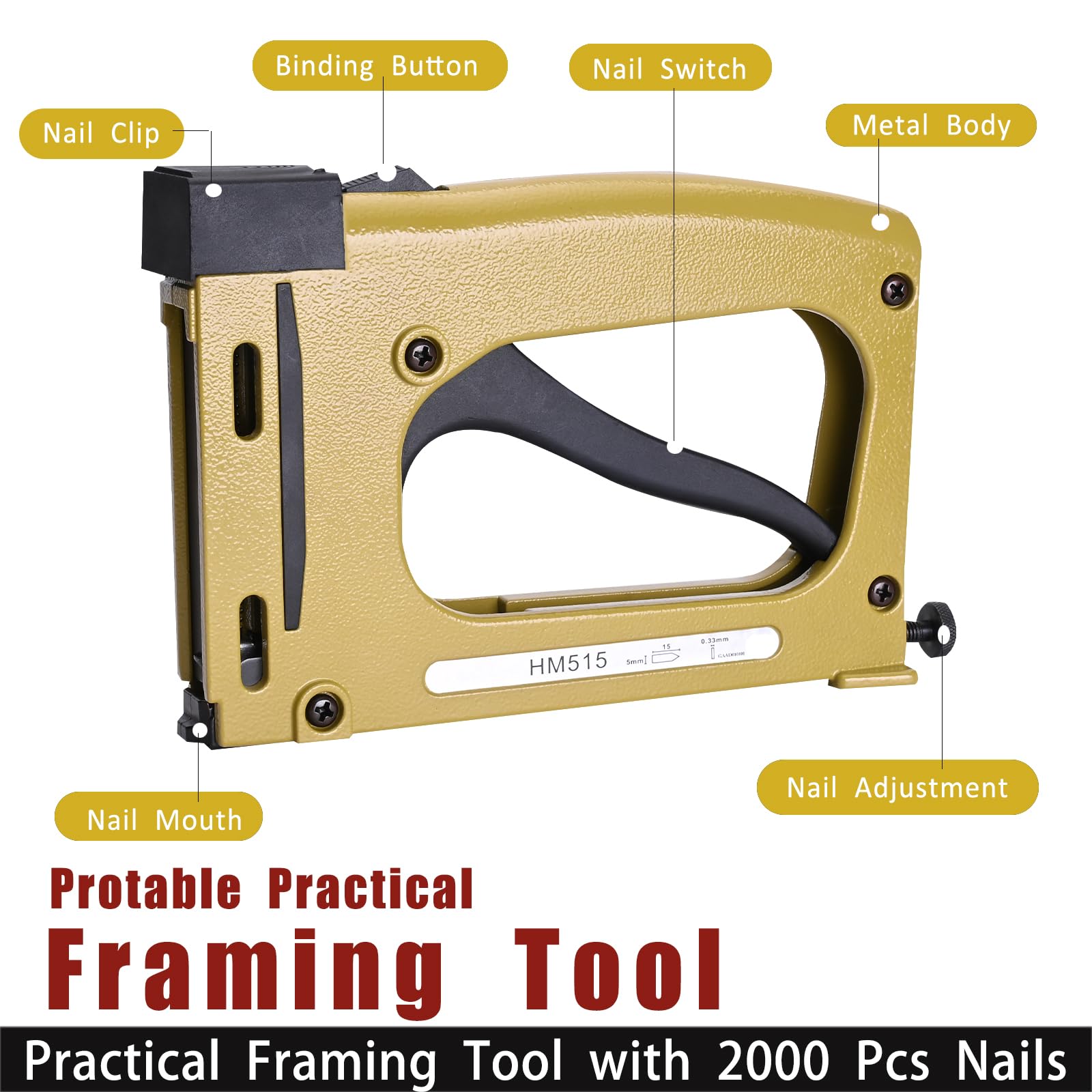 Professional Picture Frame Point Driver with 2000 Refill Points - Heavy Duty Framing Stapler Tool for Artists, Paintings & Photo Framing - Perfect for Home Decor, Art Galleries & DIY Projects