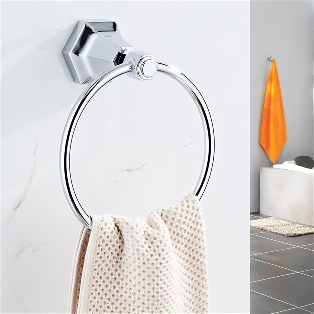 DTKJ Solid Brass Gold Wall Mounted Towel Ring Holder - Chrome Bathroom Towel Rack for Home Decor & Spa Style Bath Accessories - Perfect for Modern Bathrooms, Guest Rooms & Luxury Hotels