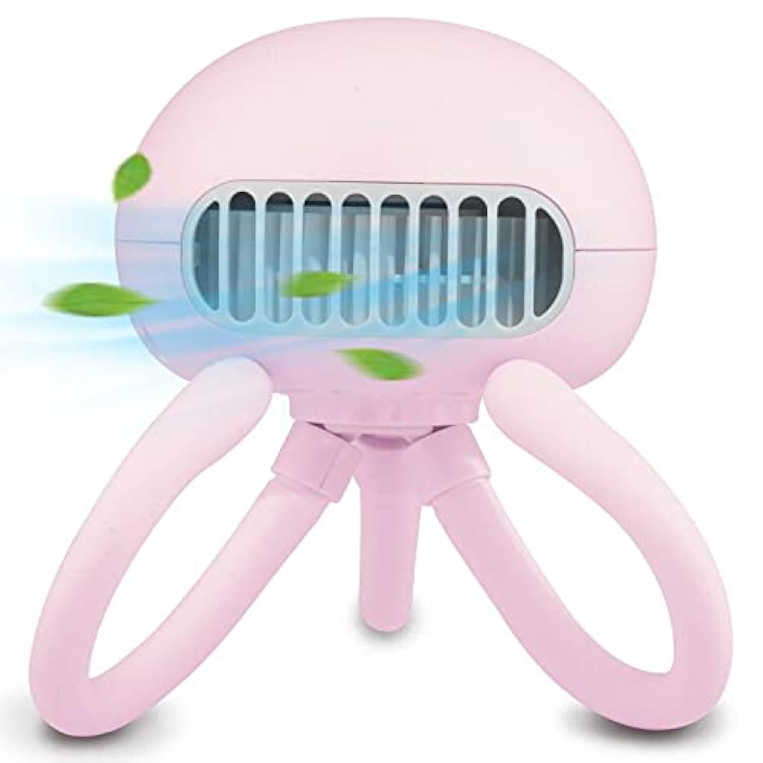 Portable Bladeless Fan - Mini Handheld Fan with Flexible Tripod, 3 Speeds, Rechargeable Battery, Clip-on for Stroller, Car Seat, Crib, Bike & Desk - Perfect for Travel, Office, Baby & Home Use (Pink)