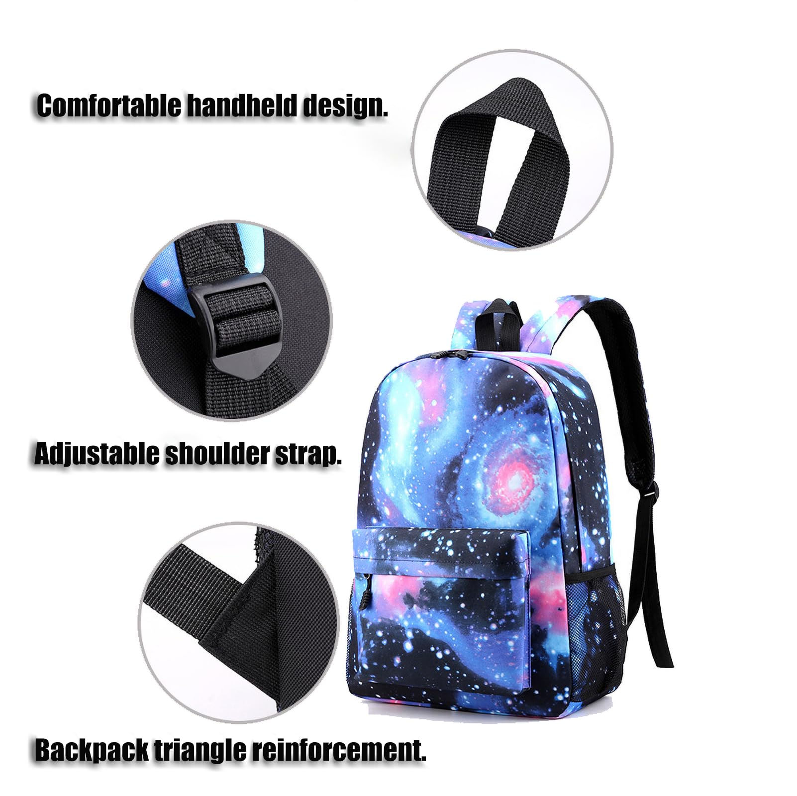 3-Piece Panda Print Backpack Set for Boys & Girls - 17 Inch School Book Bag with Lunch Box & Pencil Pouch - Cute Black Panda Design for School, Travel & Sports Activities
