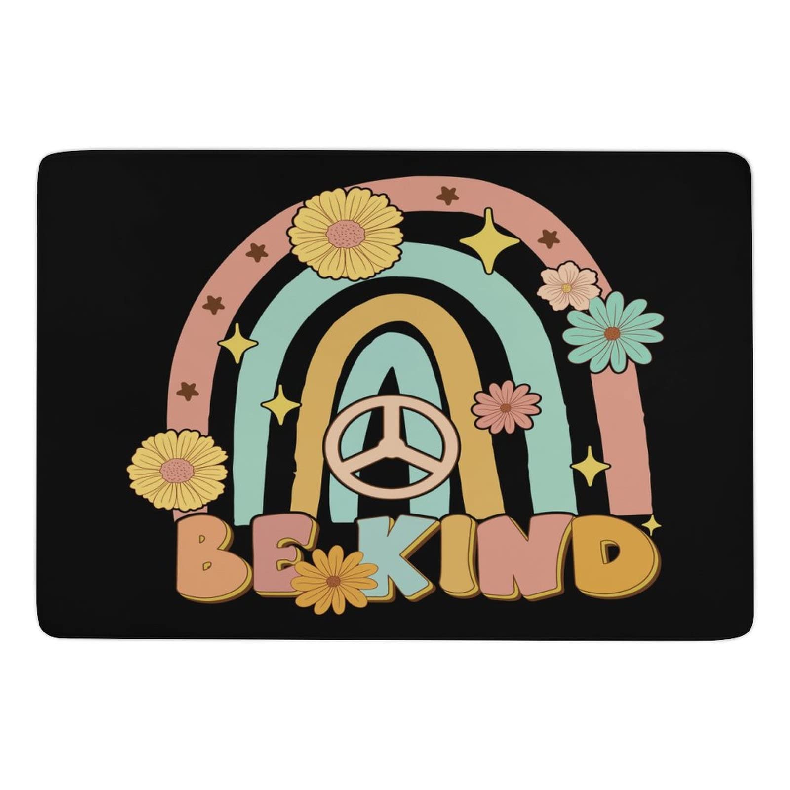Be Kind Retro Rainbow Rug for Kids & Teens - 3x5ft Soft Floor Mat for Bedroom, Nursery, Playroom, Dorm - Science & Feminism Inspired Room Decor - Perfect for Living Room, Dining Area & Switch Gaming Space