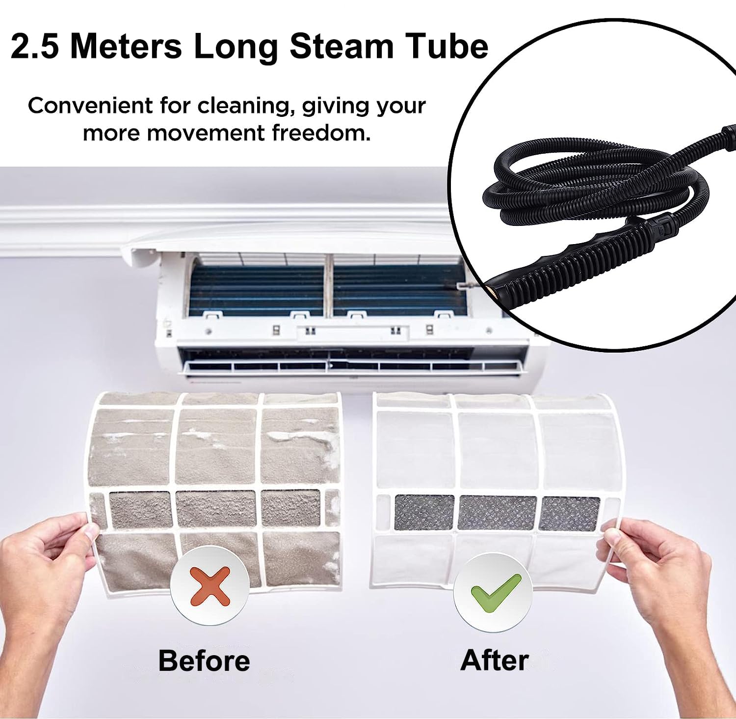 2500W Handheld Steam Cleaner for Home & Car - Fast Heating, 3 Brush Heads