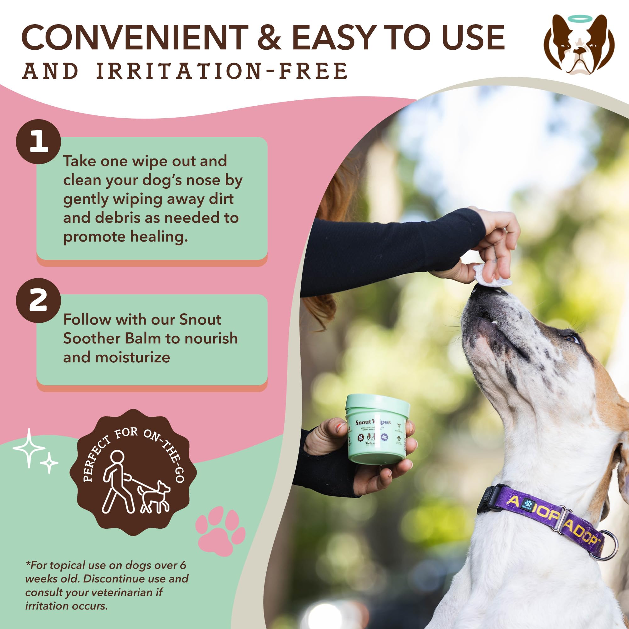 Natural Dog Snout Wipes - 50 Count | Kukui Oil Infused, Non-Toxic & Soothing Wipes for Cleaning & Moisturizing Dog Snouts | Gentle Pet Care for Dry Noses & Daily Hygiene | Perfect for Post-Walk Cleanup & Grooming Routine