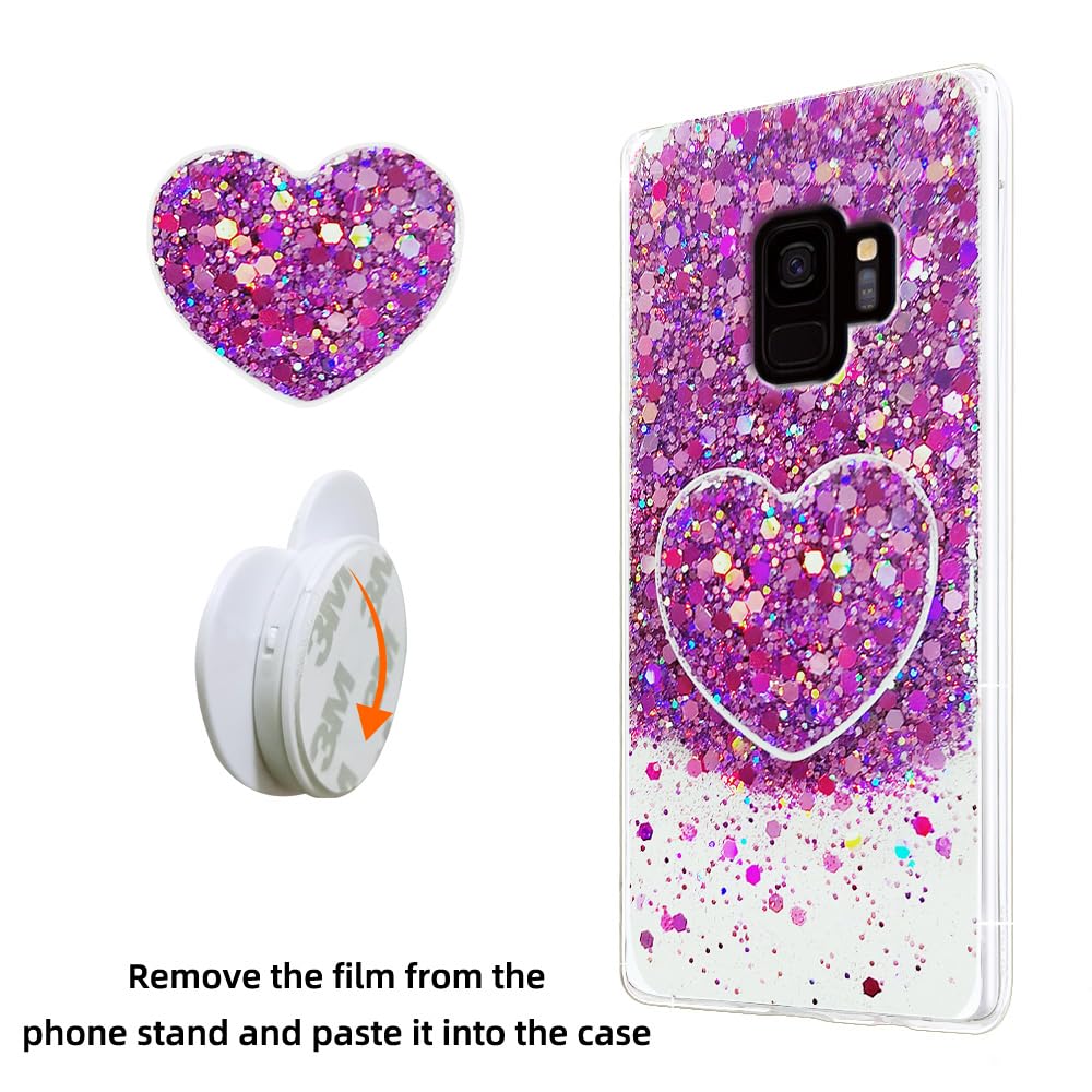 Samsung Galaxy S9 Phone Case with Stand & Lanyard - Cute Purple Soft TPU Shockproof Cover for Women Girls - Perfect for Daily Use, Travel & Work Protection
