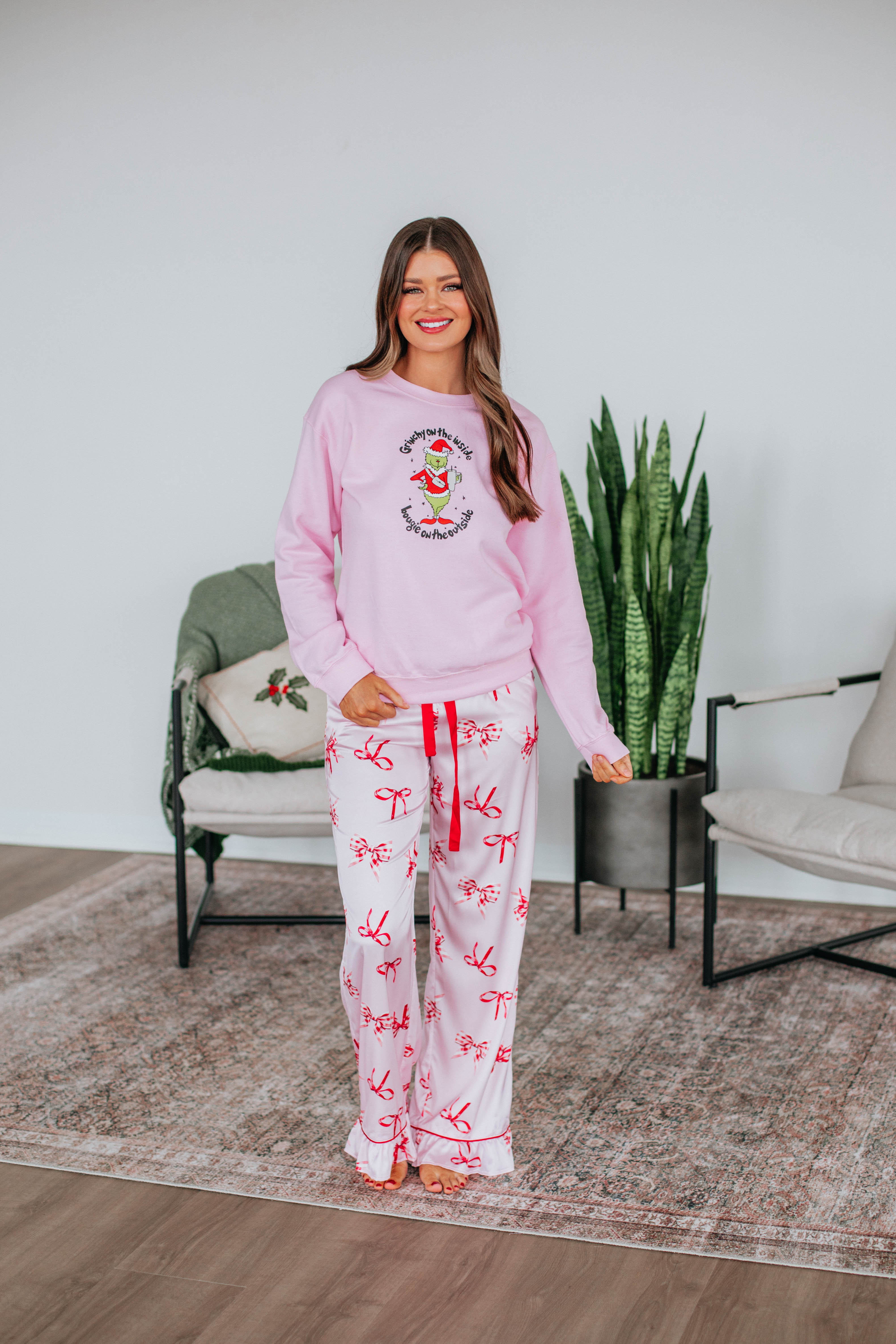 Grinchy On The Inside Christmas Sweater - Festive Holiday Crewneck Pullover for Ugly Sweater Parties & Family Gatherings