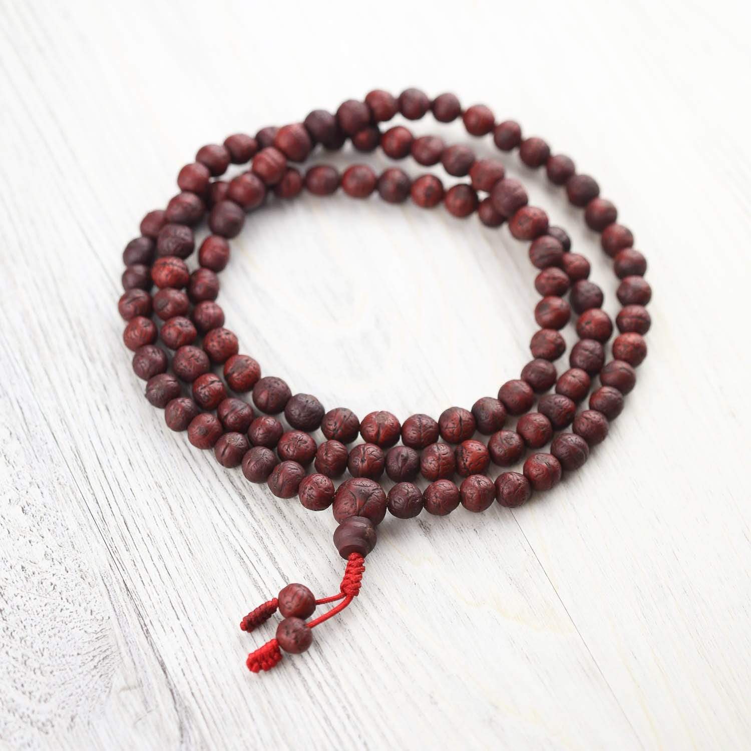 108 Beads Antique Bodhi Mala Prayer Beads - Natural Wood Buddhist Meditation Necklace for Mindfulness, Yoga & Spiritual Practice - Perfect for Meditation, Stress Relief & Mindful Living