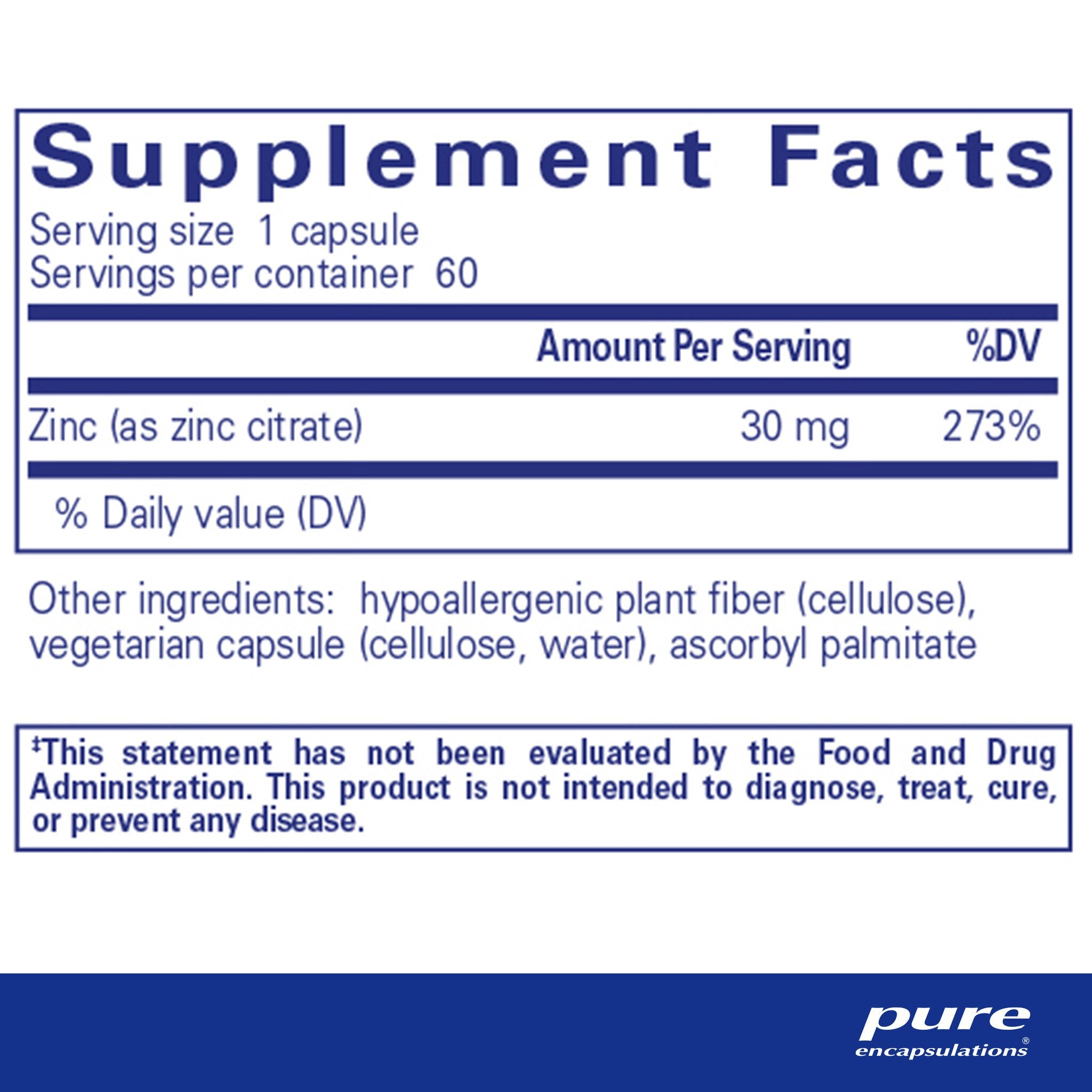 Pure Encapsulations Zinc Citrate Supplement - 50mg High Absorption Zinc Pills for Immune Support, Skin Health & Metabolism - Vegan, Non-GMO Zinc Supplements for Men & Women - Daily Immune Booster for Cold & Flu Season