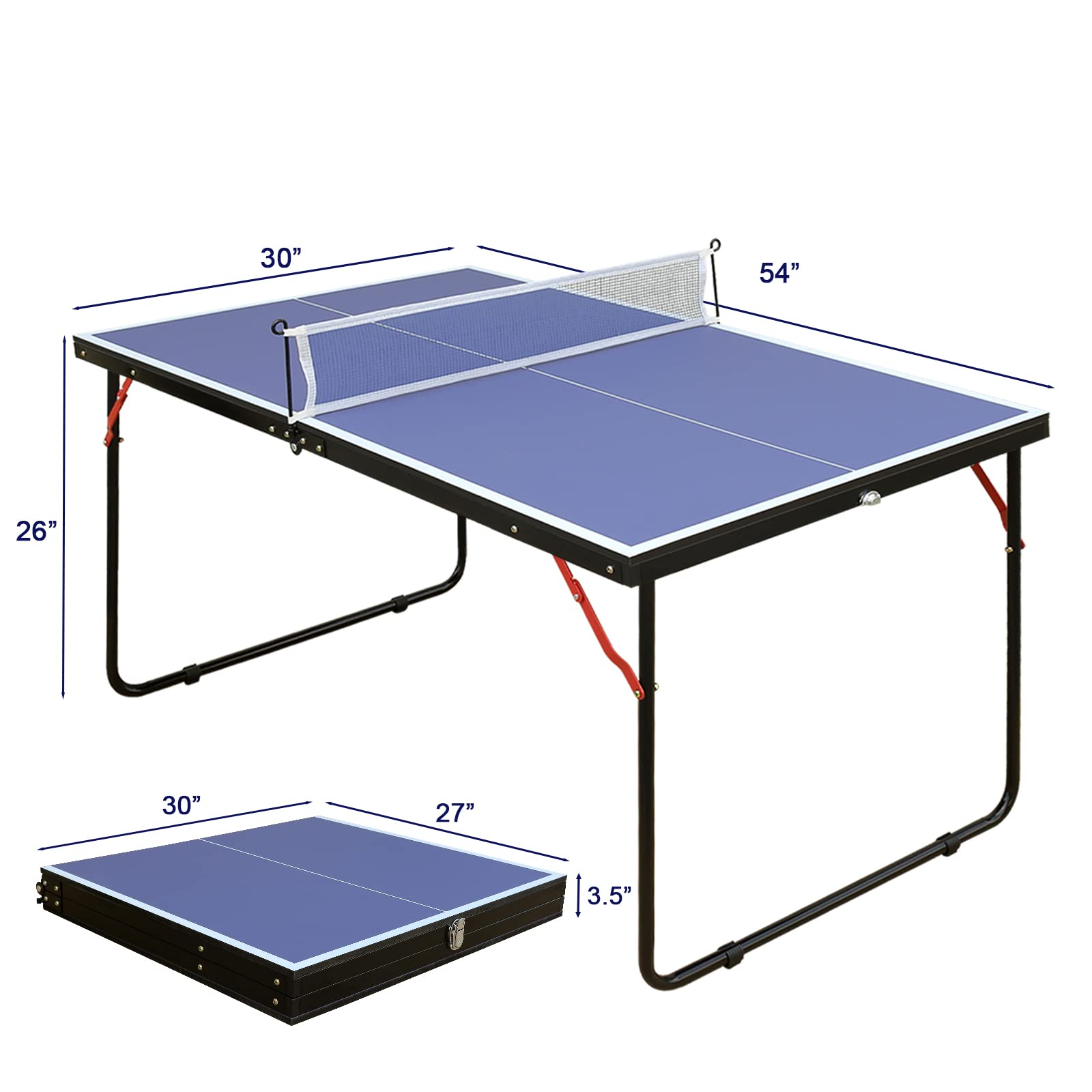 Premium Foldable Ping Pong Table Set - 100% Preassembled Indoor/Outdoor Table Tennis Game for Family Fun | Backyard, Garage & Game Room Use