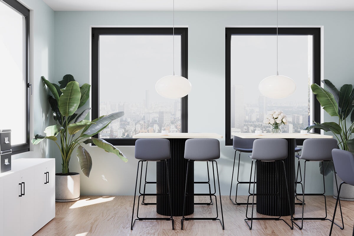 Premium Baobab Circular Base Counter Rectangle Table with Rounded Corners - 43.3