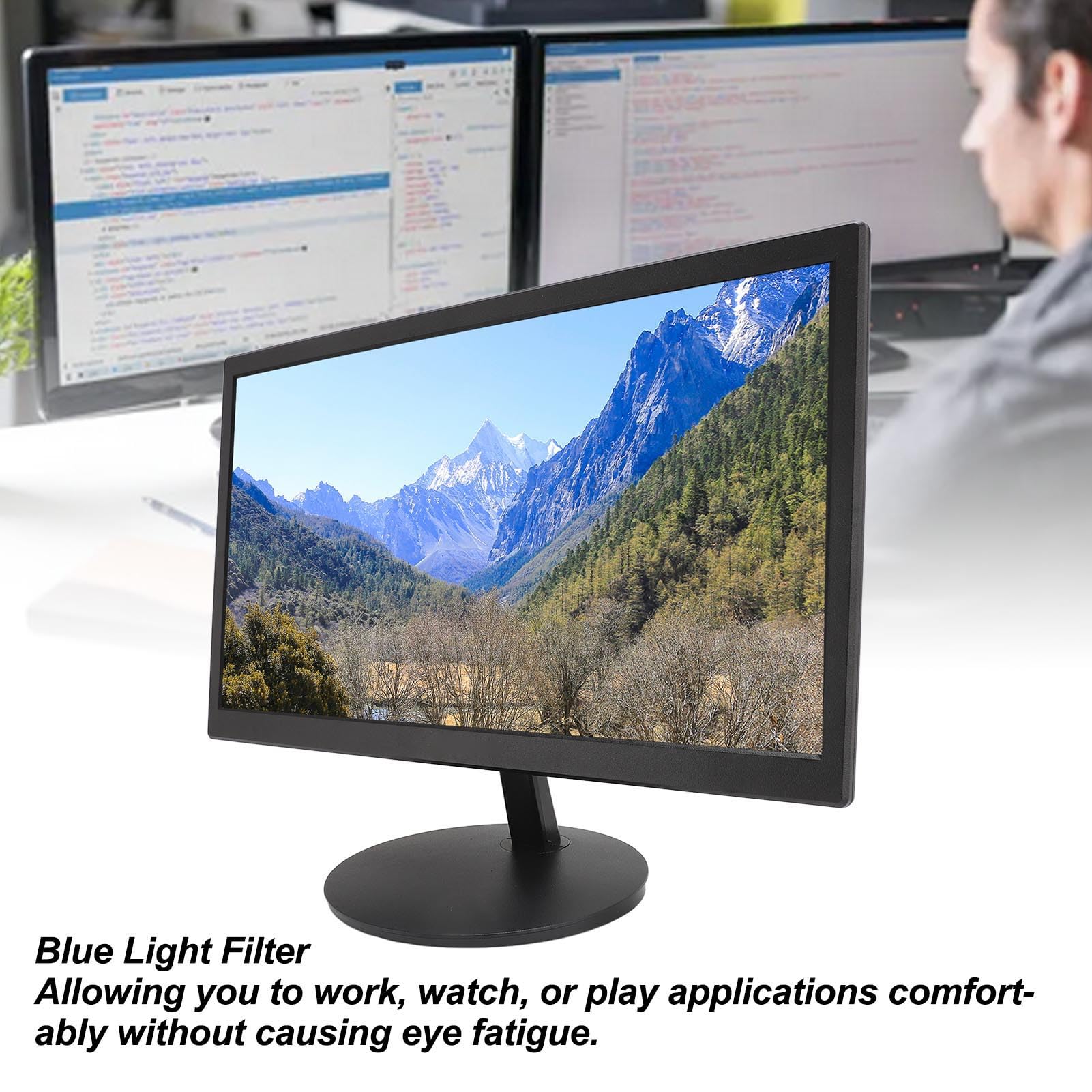 20 Inch LED Computer Monitor 1600x900 60Hz, Ultra Thin Gaming Monitor with Anti-Blue Light, VGA Port for Laptop/PC (EU Plug) - Perfect for Home Office, Gaming & Entertainment
