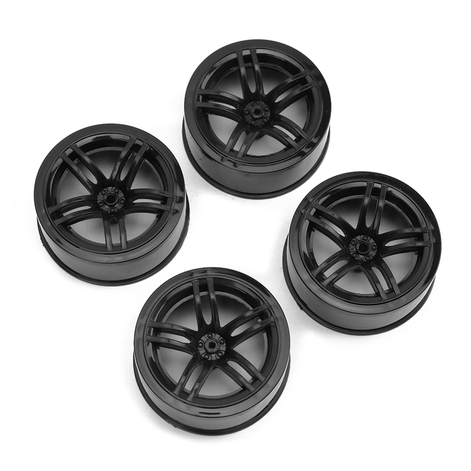 Lightweight RC Plastic Rims - Durable 1/10 Scale RC Car Wheel Hub Upgrade Parts for High Speed Off-Road Racing | Black Alloy Wheels for RC Crawler, Drift & Touring Cars