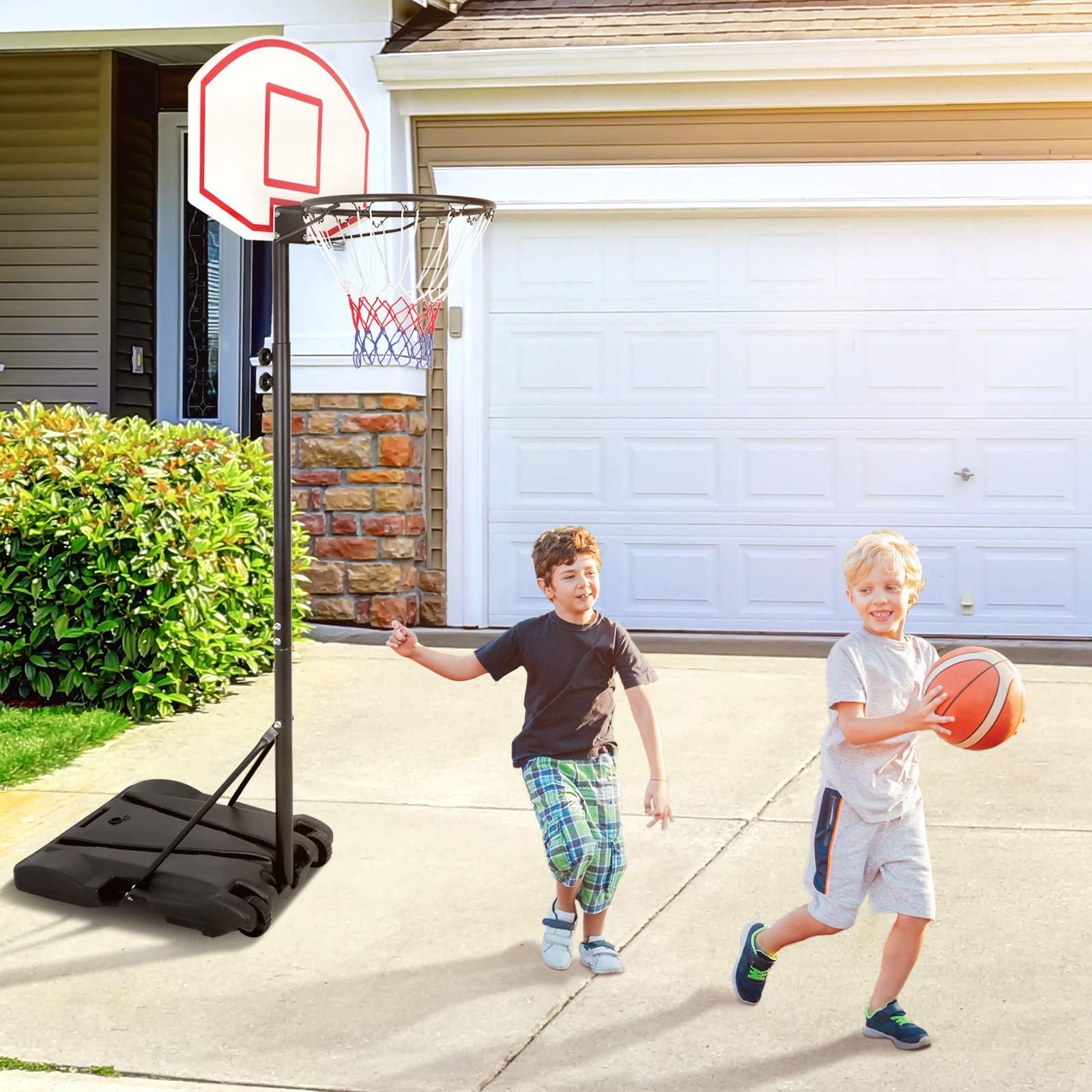 Adjustable 5.4-7ft Kids Basketball Hoop Stand with 28
