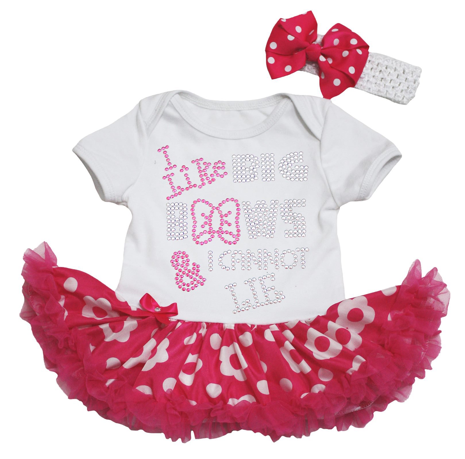 Petitebella I Like Big Bows White Bodysuit with Hot Pink Flowers - Baby Girl Dress for Newborn to 18 Months - Perfect for Photoshoots, Birthday Parties & Special Occasions