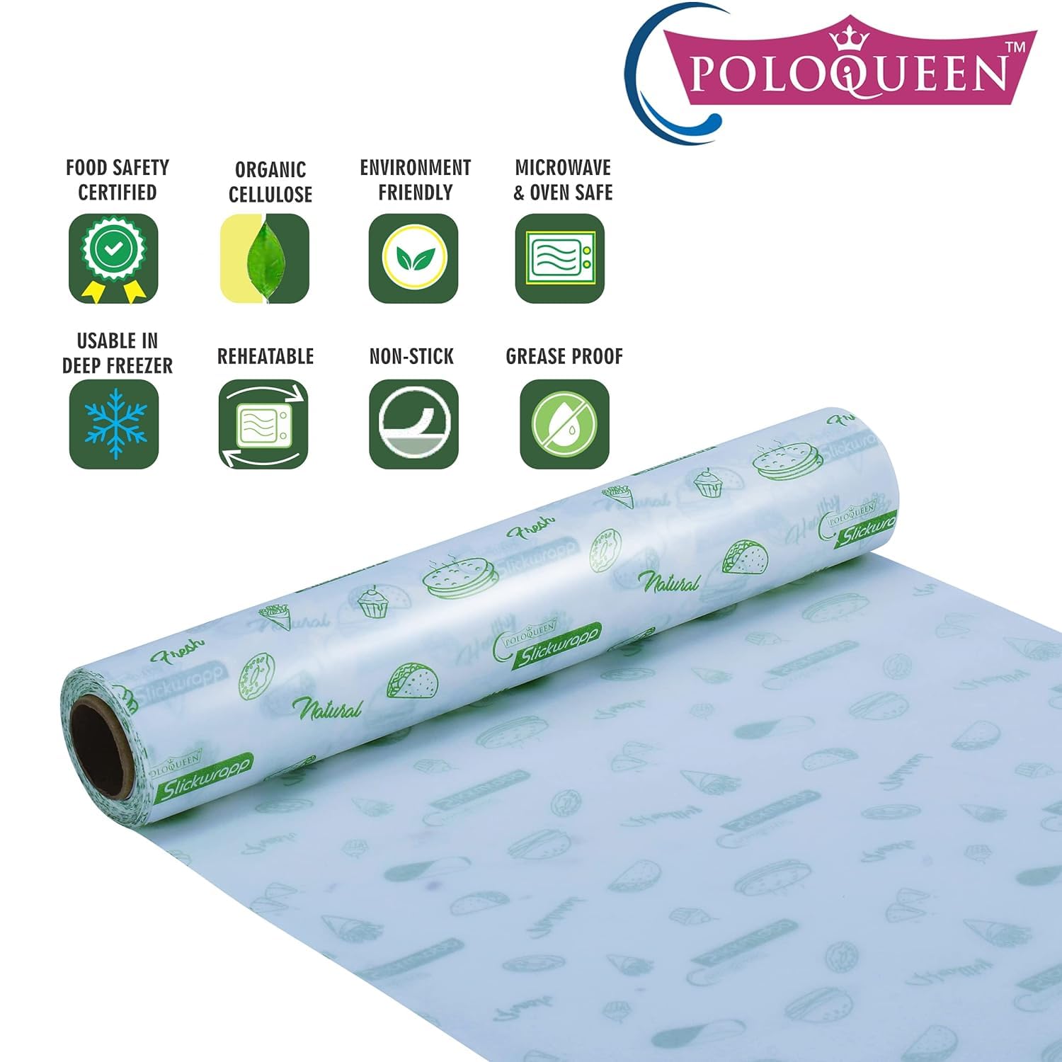 PoloQueen 30m Food Wrap Roll & 20m Butter Paper Roll Set | Microwave-Safe, Non-Stick Baking Paper for Cooking, Freezing, Food Storage | Perfect for Meal Prep, Roti Wrapping & Kitchen Organization