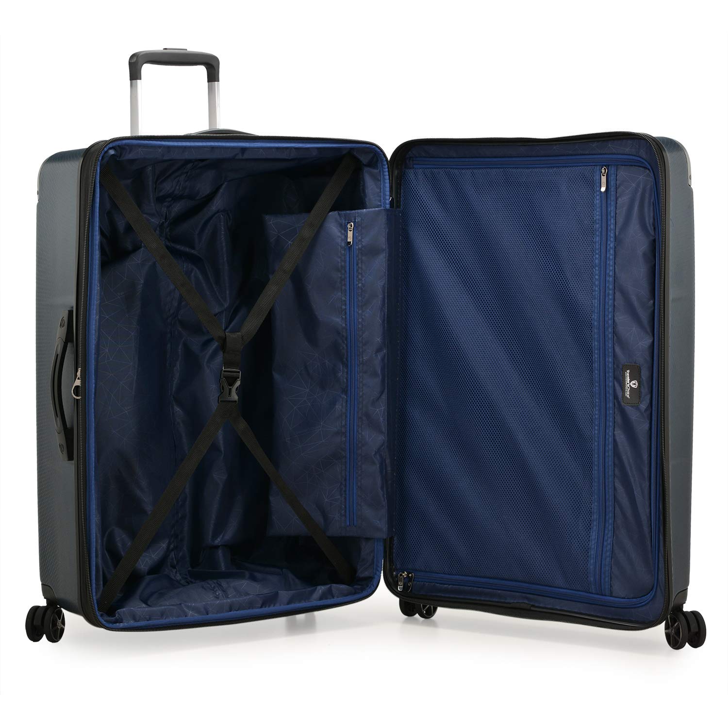 Traveler's Choice New London II Expandable Hardside Spinner Luggage - 29-Inch Large Checked Suitcase in Navy Blue | Perfect for International Travel & Business Trips