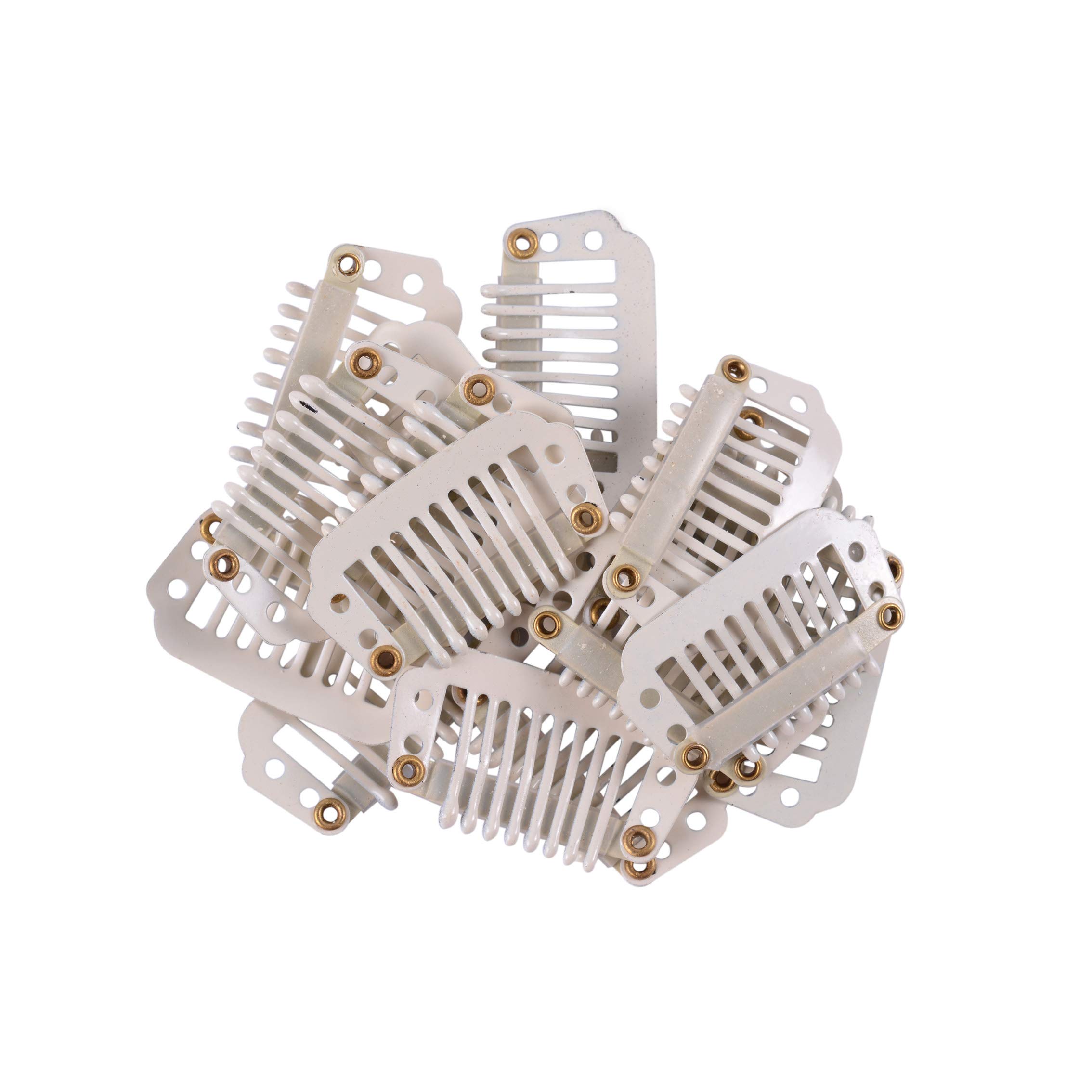 24-Piece 28mm 8-Tooth Metal Hair Extension Clips with Rubber Snap Closures - Blonde Hair Extensions for Weaves & Wigs | Secure & Comfortable Hairpiece Accessories for Styling & Volume