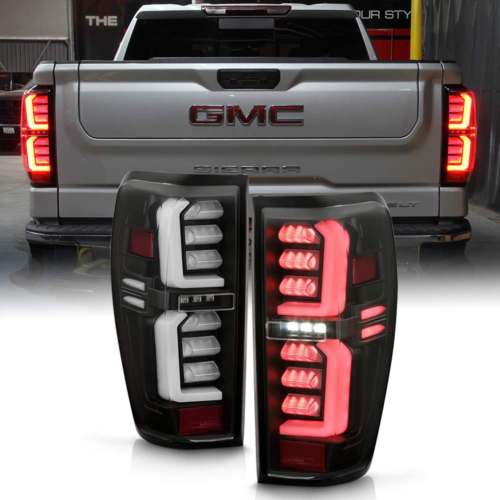 ACANII Black LED Tube Tail Lights Brake Lamps for 2019-2023 GMC Sierra 1500/2500HD/3500HD - Left & Right Pair - Durable & Bright Replacement for Enhanced Night Driving Safety