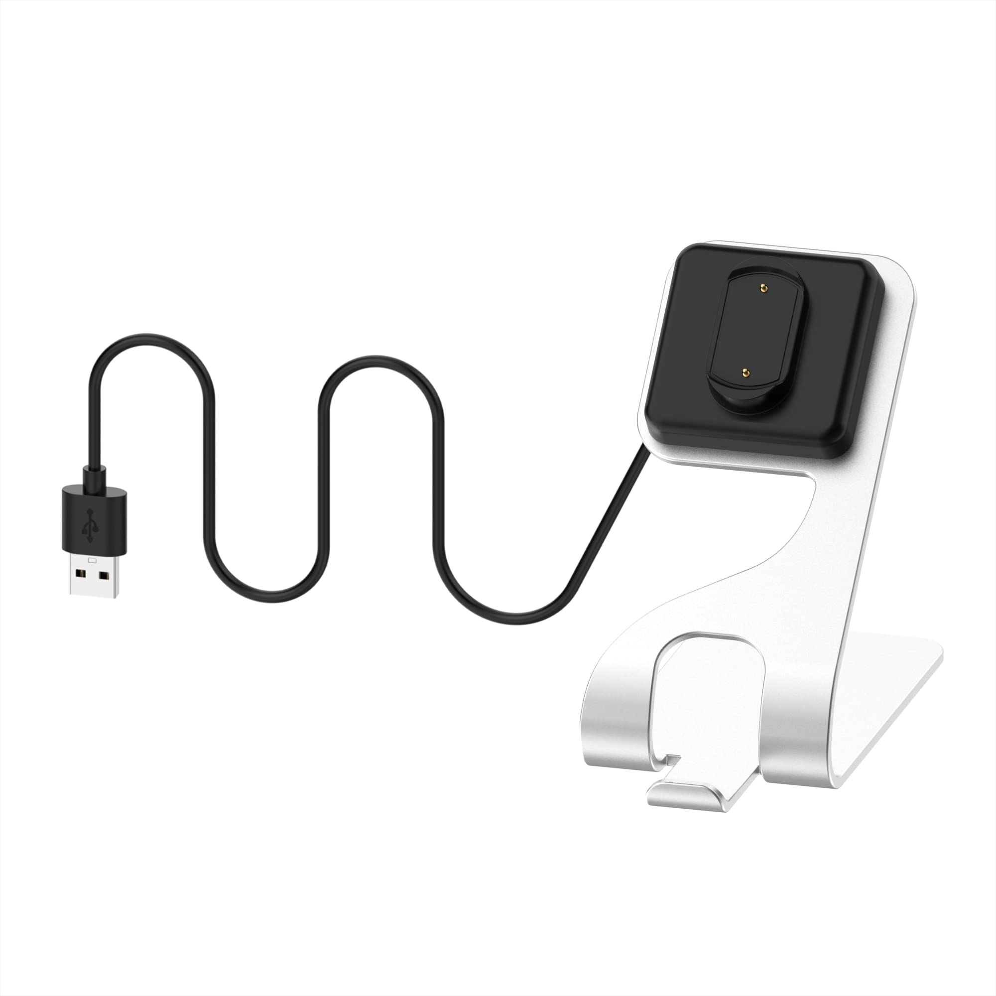 Magnetic Charging Stand for Amazfit GTS 3/GTR 3/GTR 3 Pro - Portable USB Charger Dock with Cable | Replacement Charger Cord (Silver) | Perfect for Home, Office & Travel Use