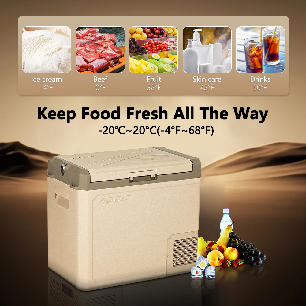 Alpicool GE50 12V/24V Portable Car Refrigerator Freezer - Compact Mini Fridge for Road Trips, Camping & Outdoor Adventures