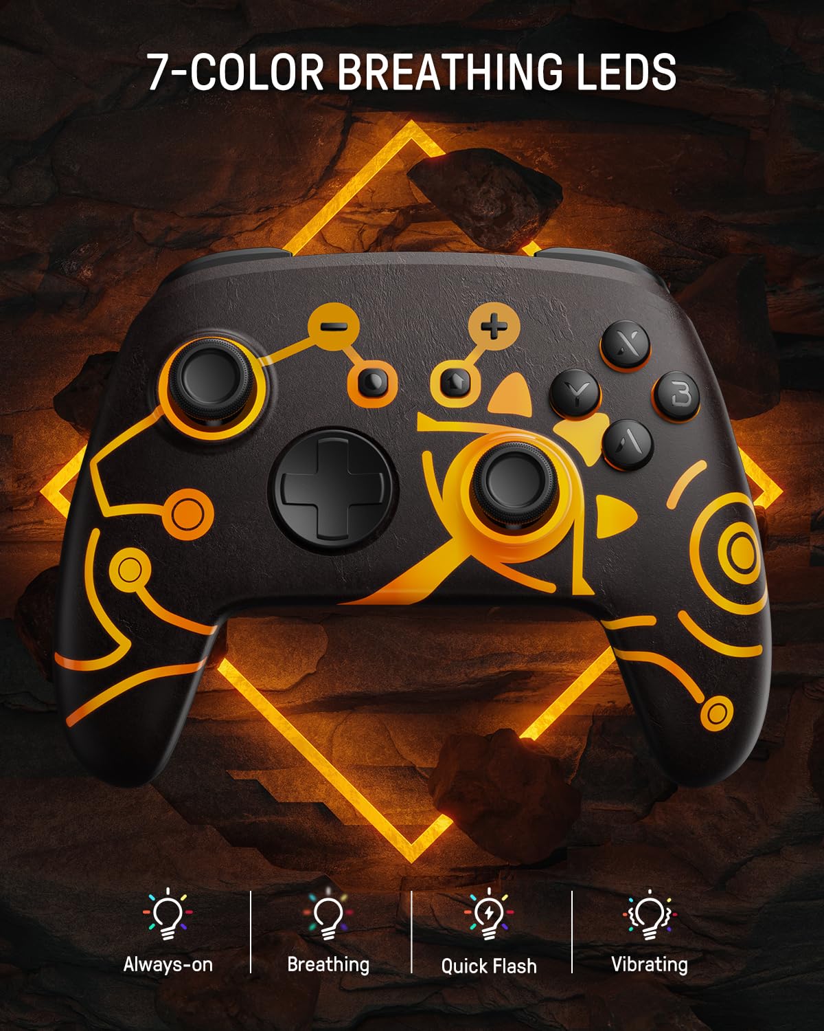 FUNLAB Wireless Switch Pro Controller for Nintendo Switch/OLED/Lite - Bluetooth Gamepad with 2 Programmable Back Buttons, 7 Color LED Lights, Turbo & Motion Controls | Perfect for Gaming, Streaming & Multiplayer Sessions