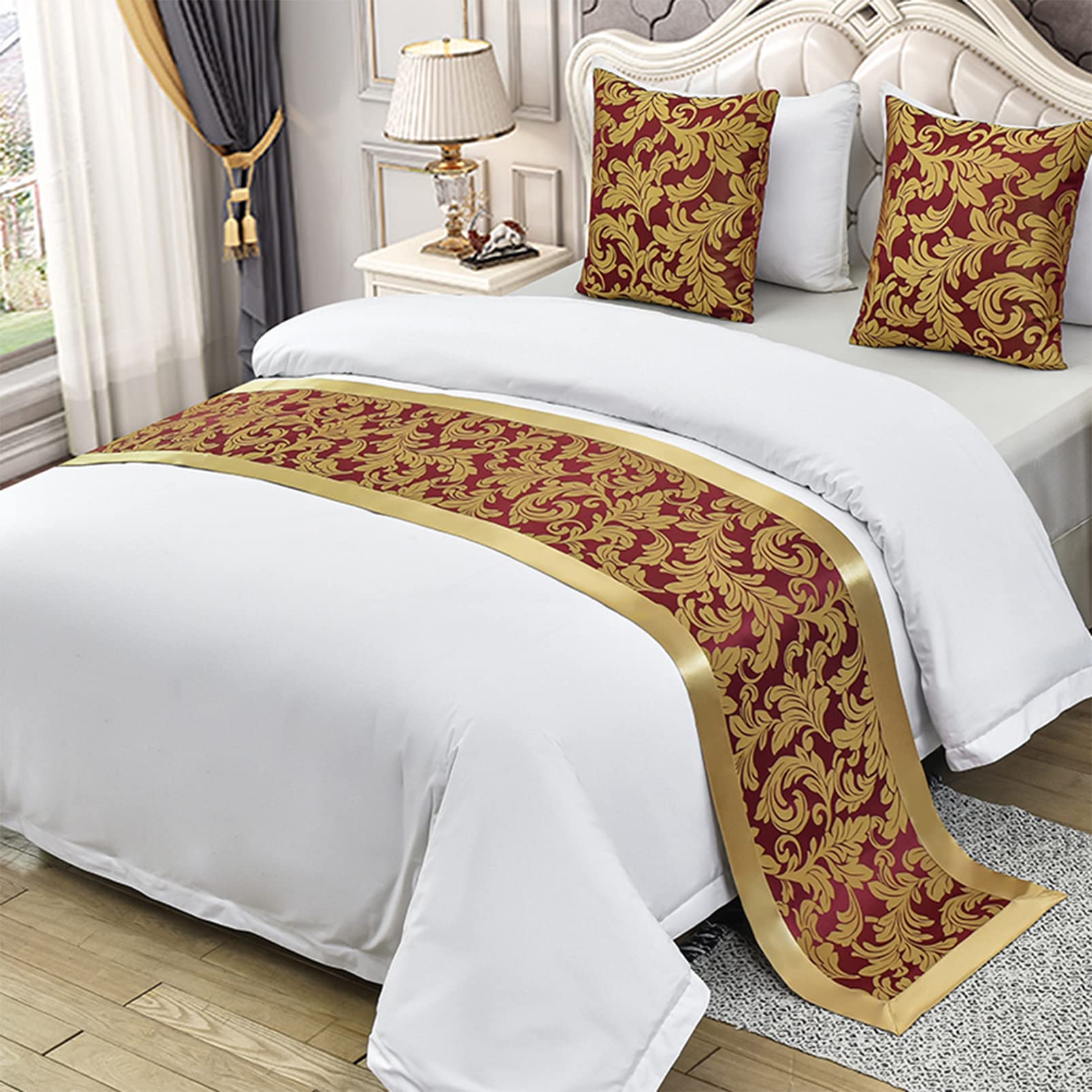 Luxury Jacquard Bed Runner Scarf - King Size Soft Bedspread, Decorative Throw Blanket for Bedroom, Guestroom & Hotel Decor - Elegant Bedding Accessory for Home Styling and Hospitality