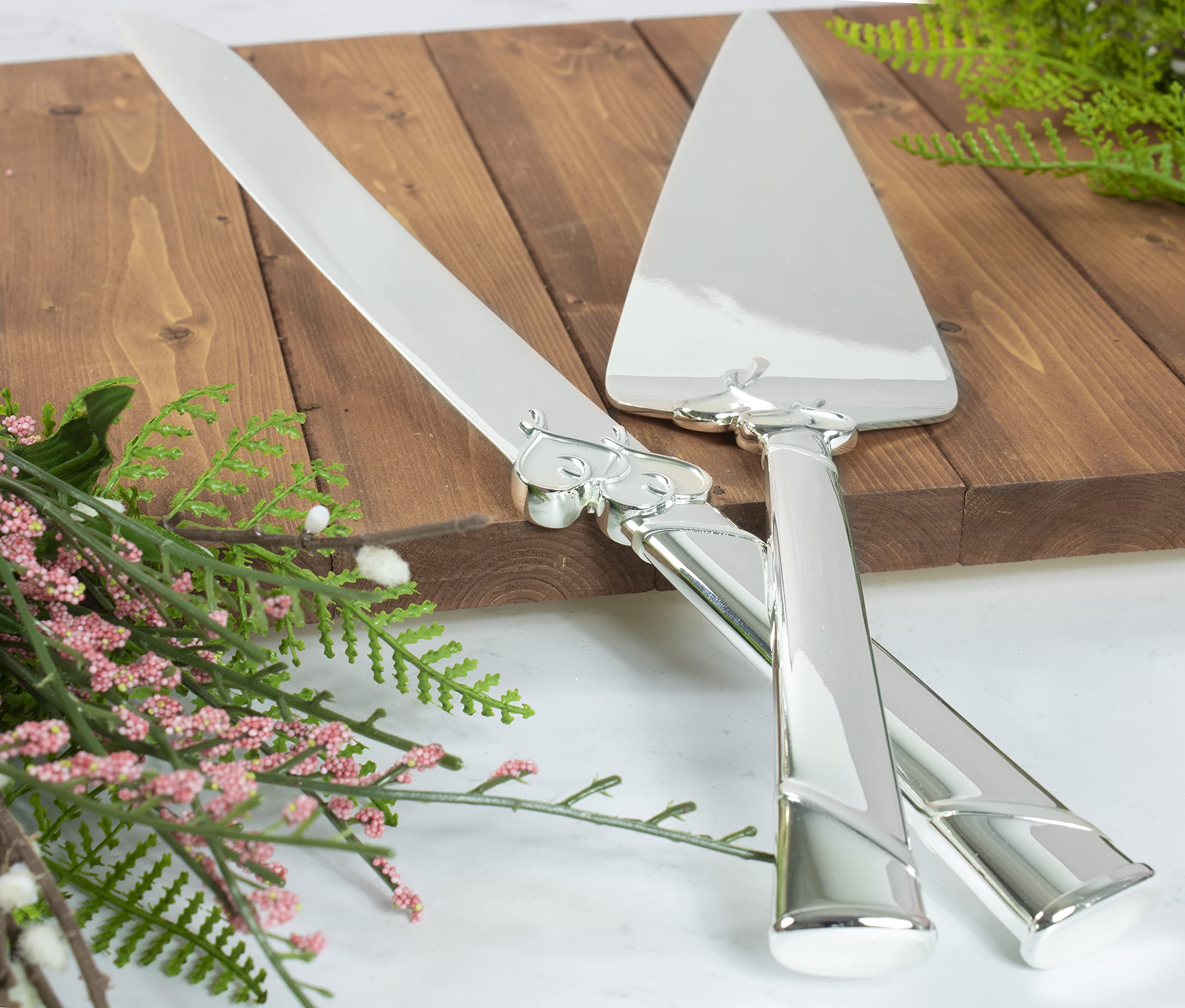 Lenox True Love Silver Personalized Wedding Cake Cutting Set - Engraved Cake Knife & Server for Weddings, Anniversaries & Special Occasions | Elegant Gift for Bride & Groom