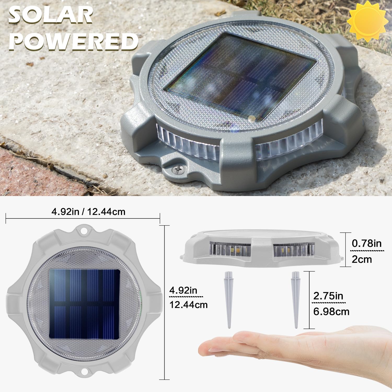 Siedinlar Solar Deck Lights Outdoor - 12 Pack Waterproof LED Pathway Lights with 2 Modes (Blue/Red) for Driveway, Walkway, Garden, Yard, Stairs & Dock - Perfect for Nighttime Safety and Landscape Lighting