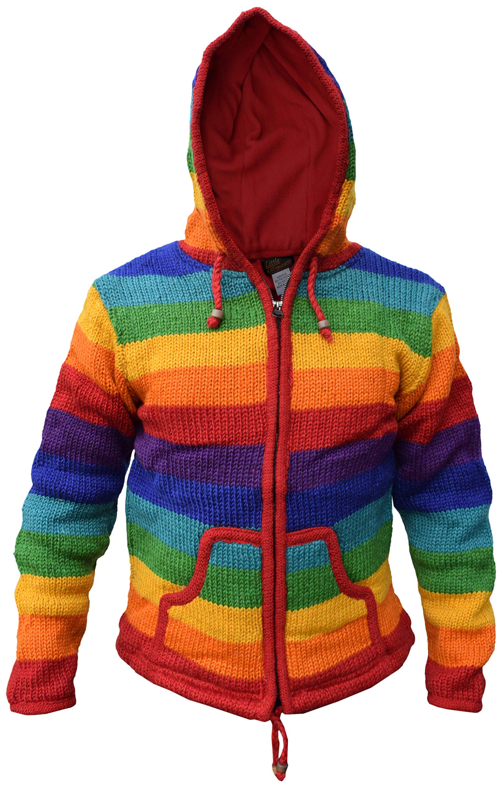 Gheri Men's Woolen Stripy Festival Jacket Hoodie - Warm Winter Coat for Outdoor Music Festivals & Casual Streetwear